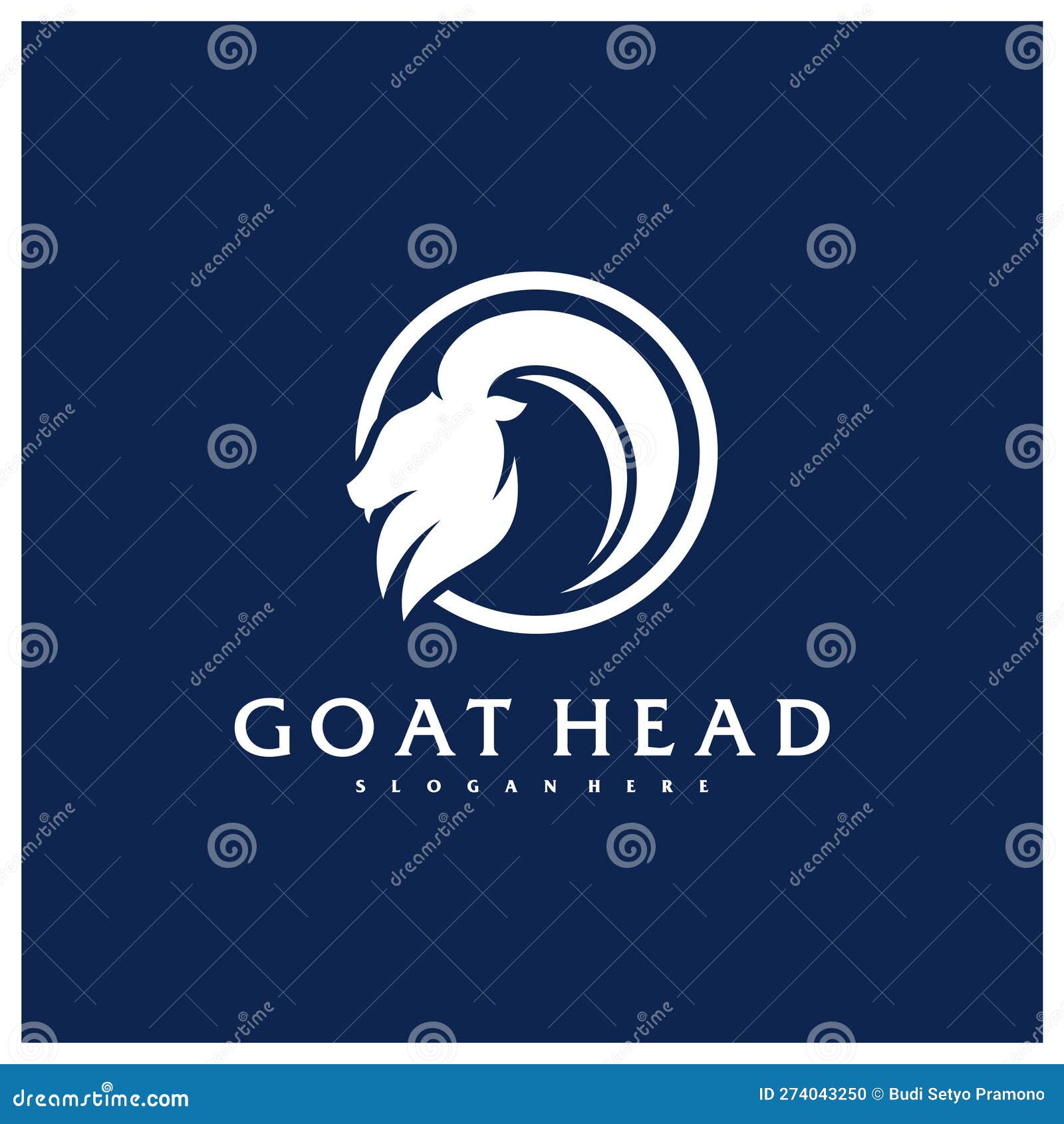 Goat Head Logo Template, Creative Goat Logo Design Vector Stock Vector Illustration of horned
