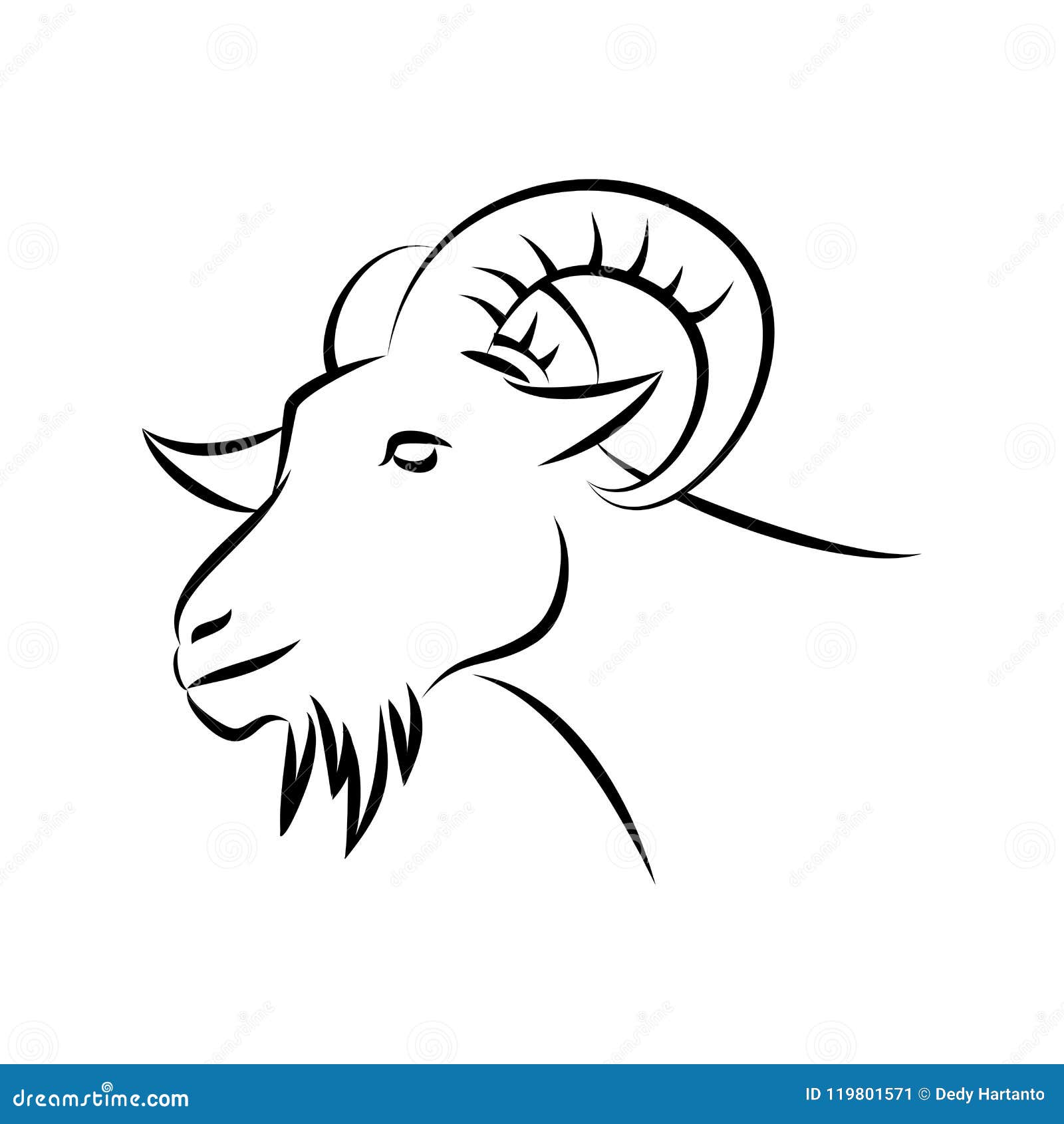 Goat head sketch stock vector. Illustration of graphic - 119801571