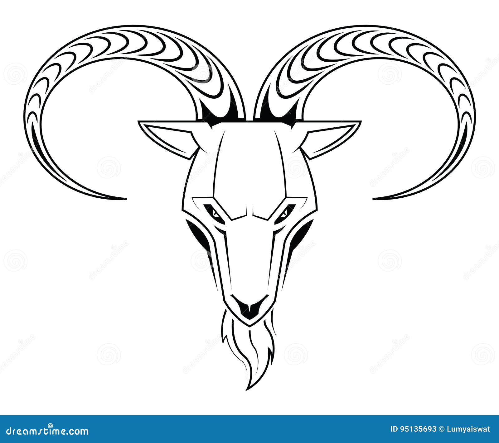 Goat`s Head Isolated on White. Stock Vector - Illustration of goats ...