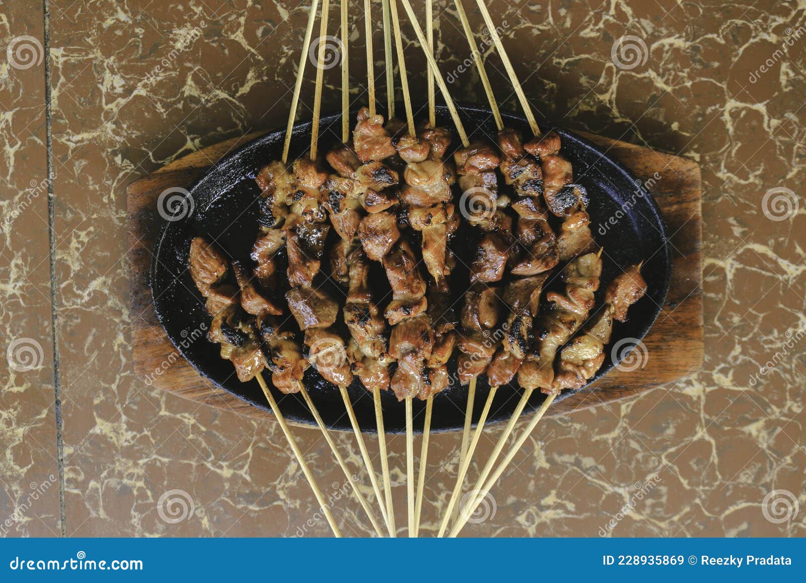 Goat Satay or Sate Kambing in the Hot Plate Stock Image Image of