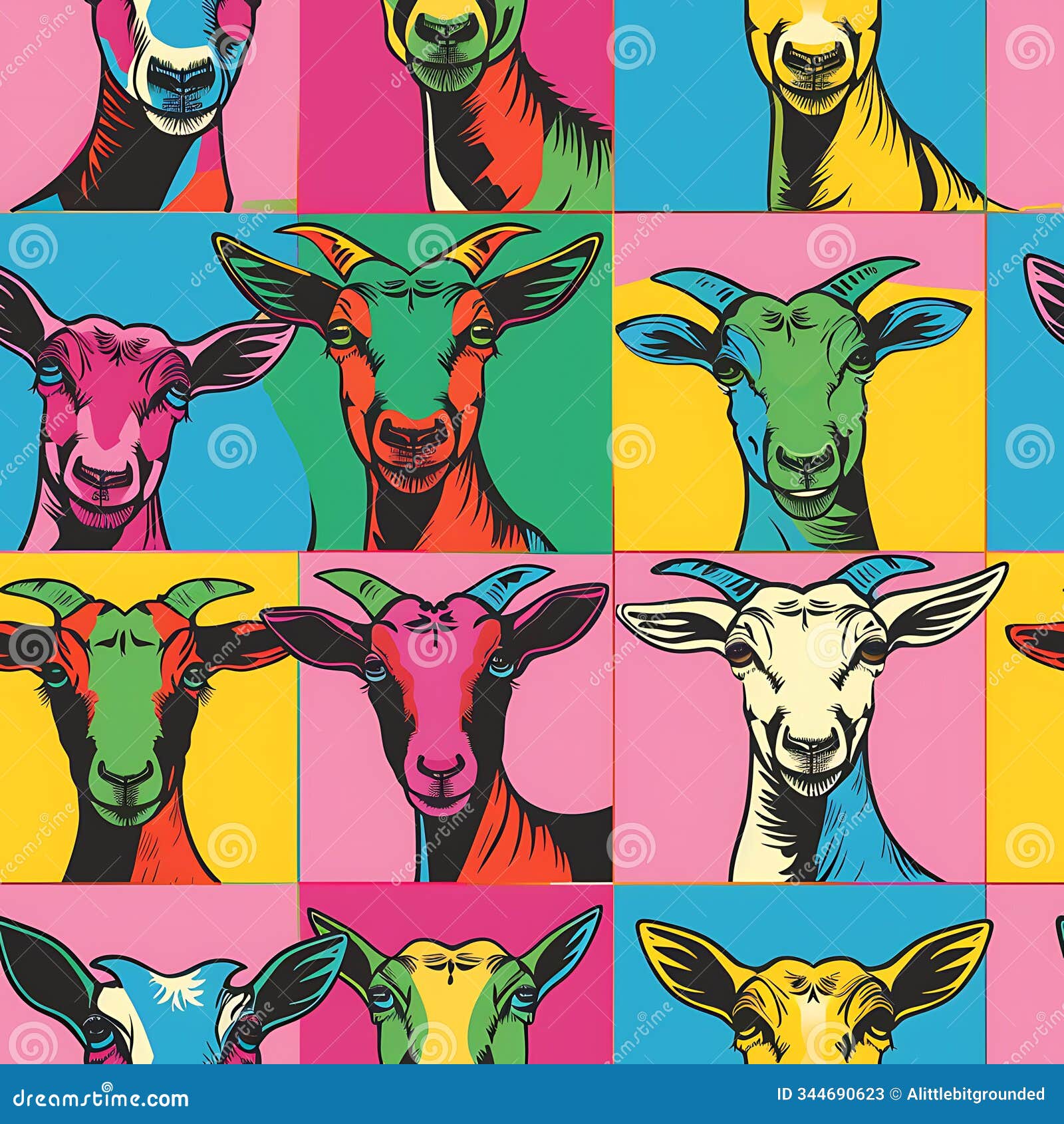 goat seamless tile in a pop art style