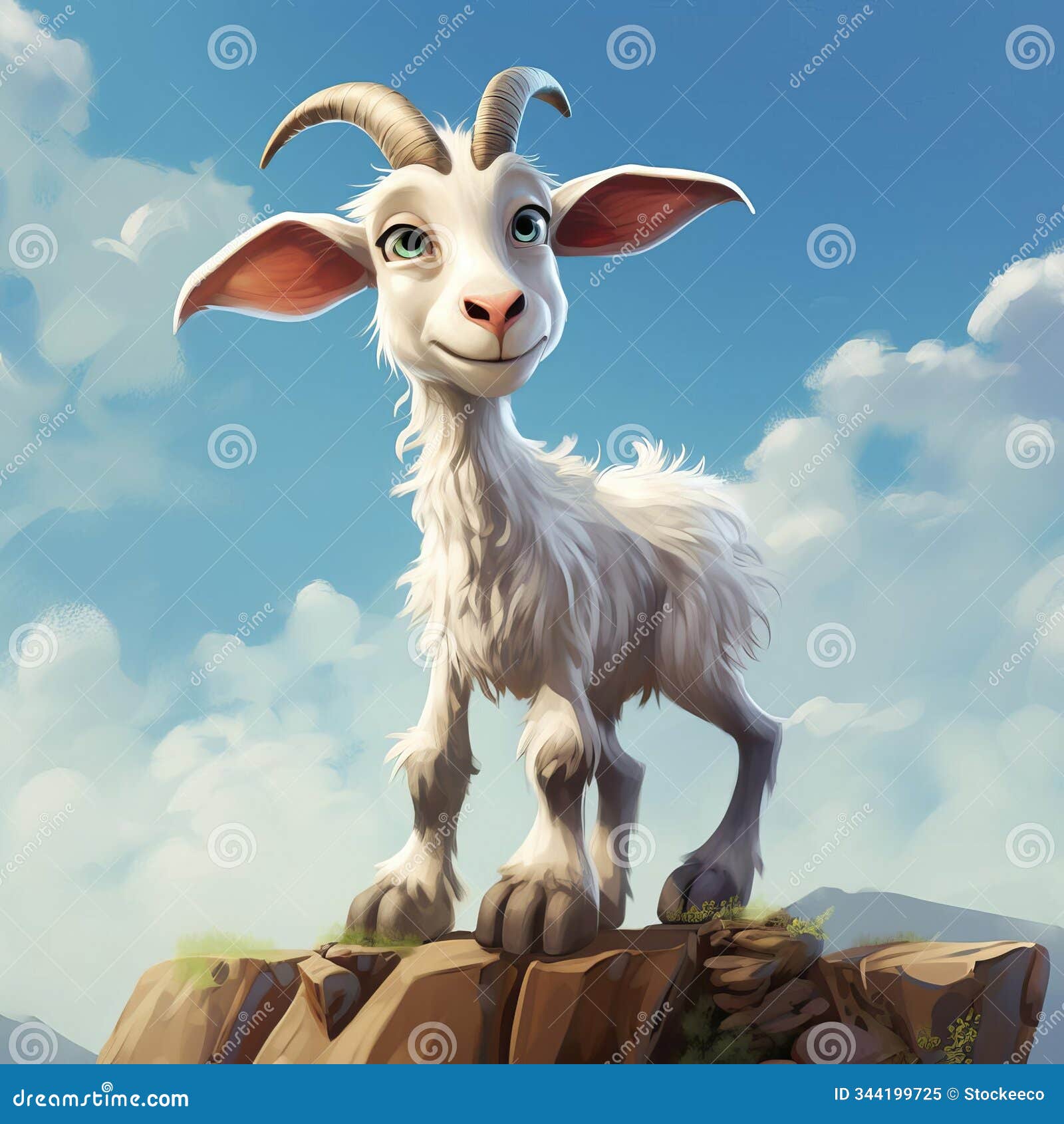 upright full body goat image with big eyes pixar