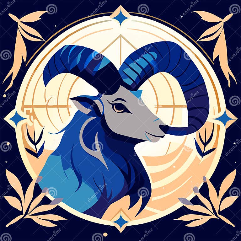Goat Zodiac Sign. Vector Illustration in a Flat Style Stock Vector