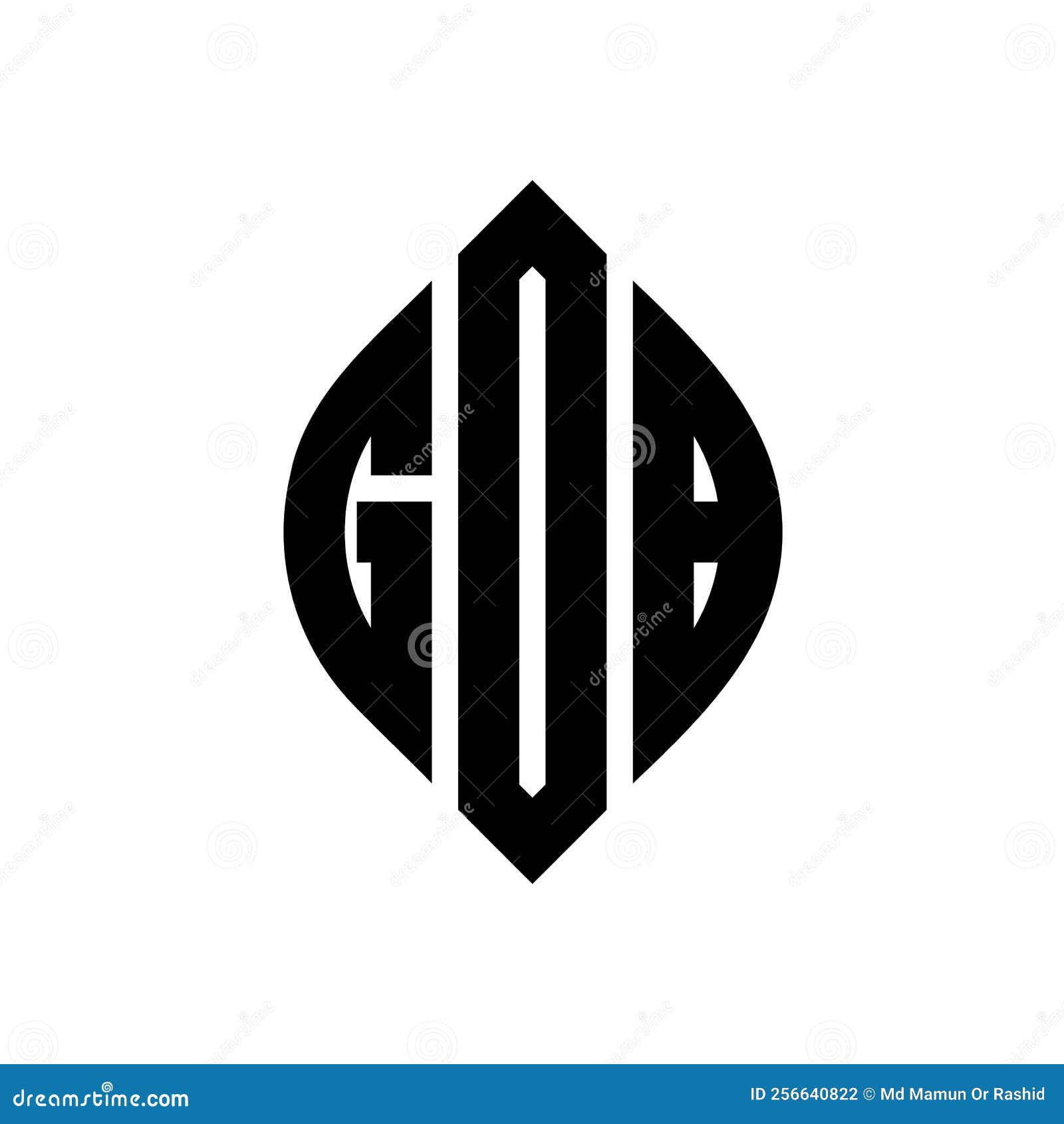gob circle letter logo  with circle and ellipse . gob ellipse letters with typographic style. the three initials form a