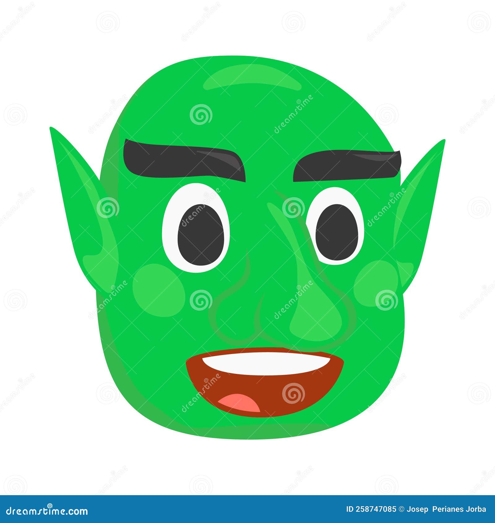 Ogre Sad Emoji Goblin Sorrowful Emotion Isolated Green Monster