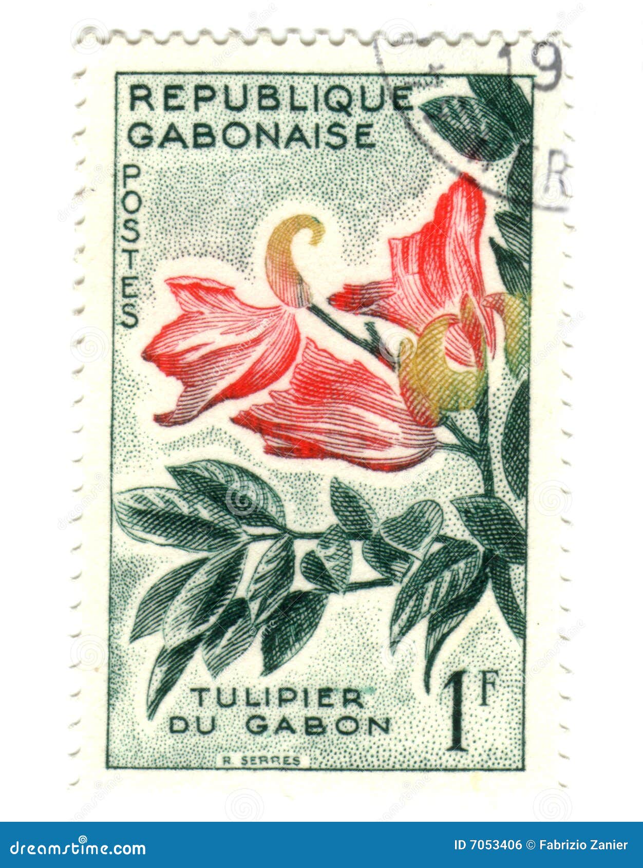 Gobon stamp with flower - Tulip du Gabon