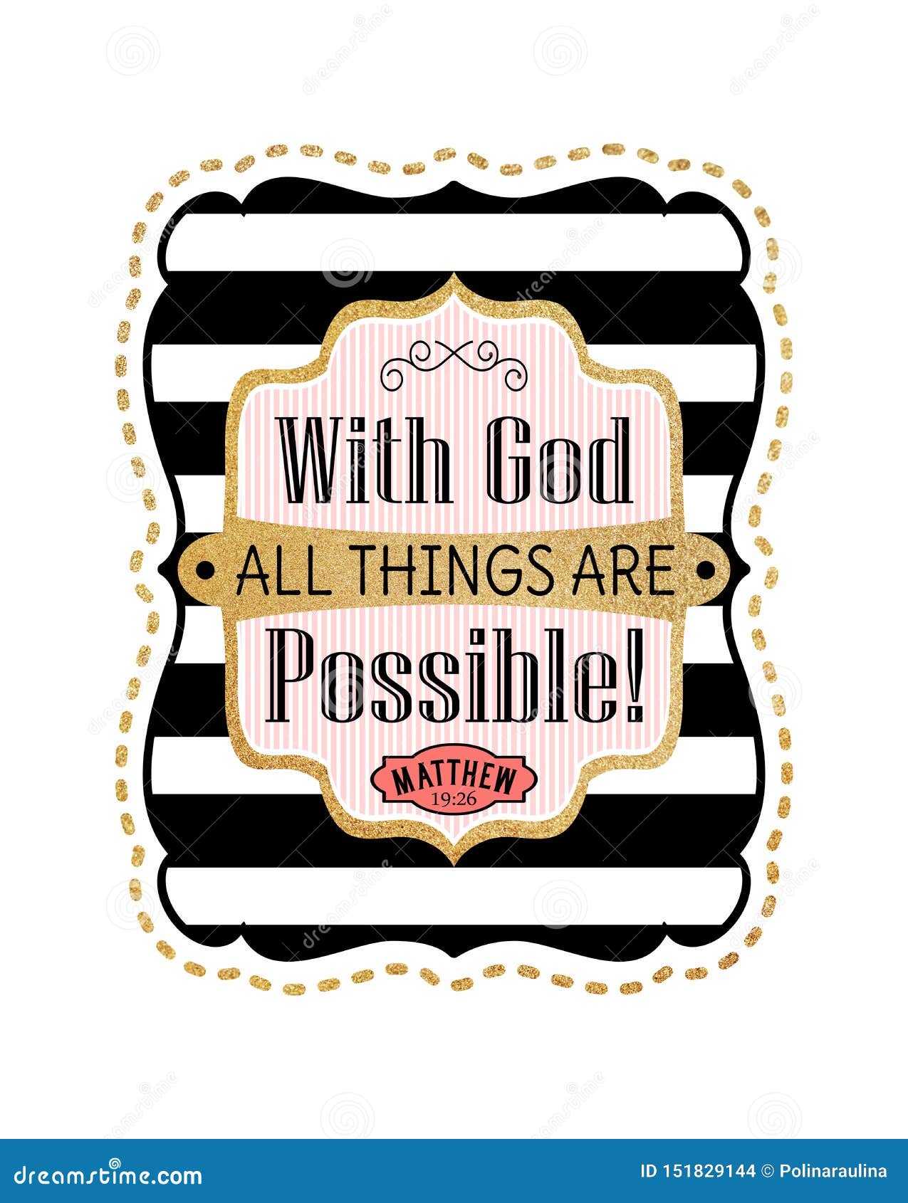 With God All Things Are Possiblebiblical Striped Black And
