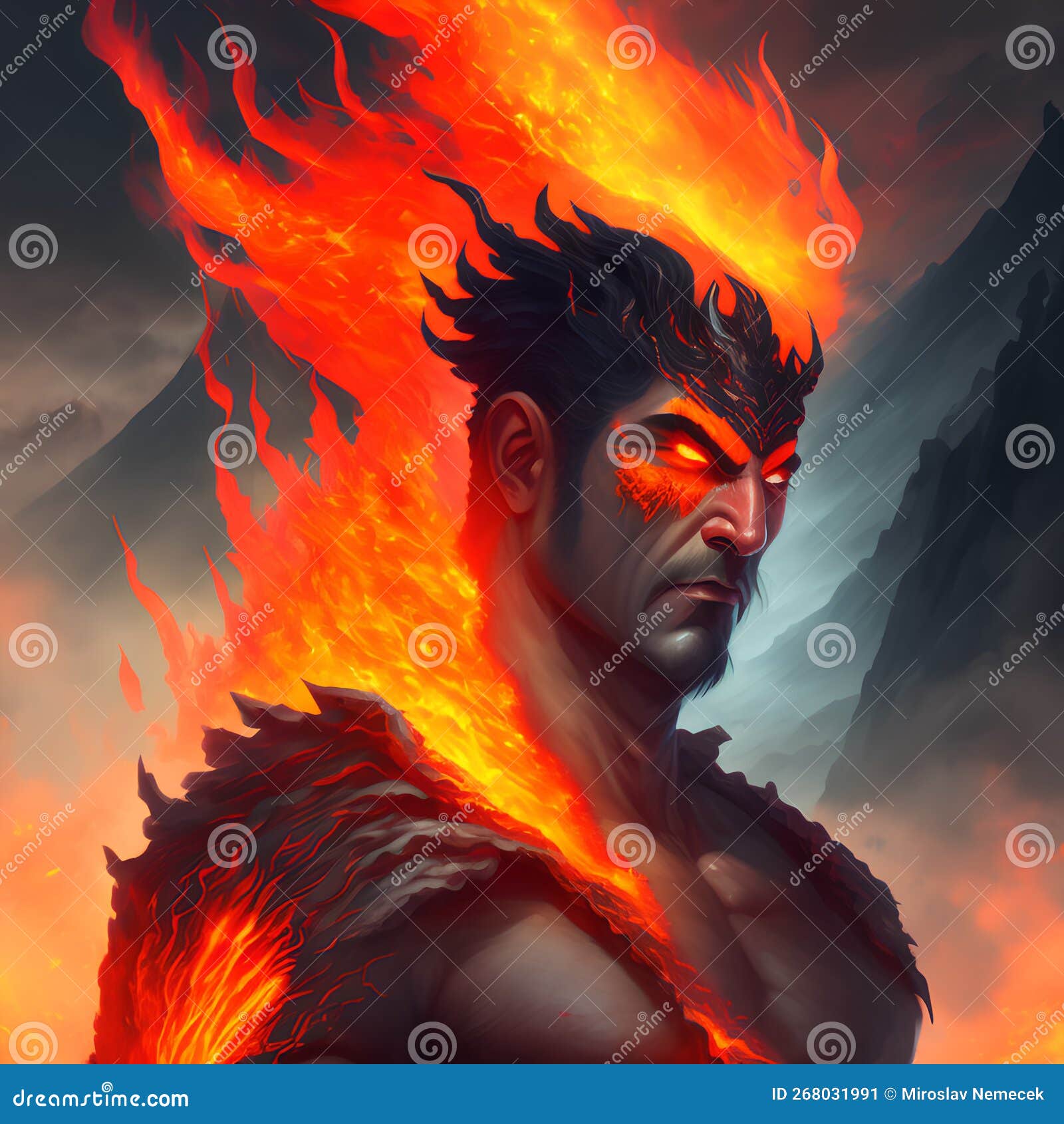 God of Fire and Volcano, Generative AI Illustration Stock Illustration
