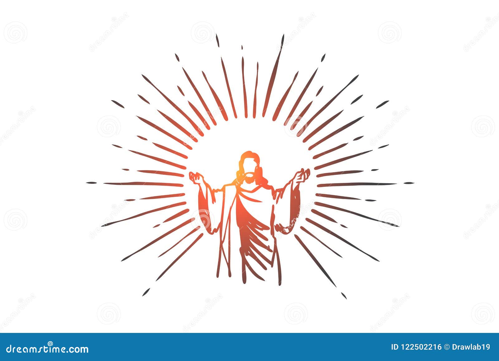 god, jesus christ, grace, good, ascension concept. hand drawn  .