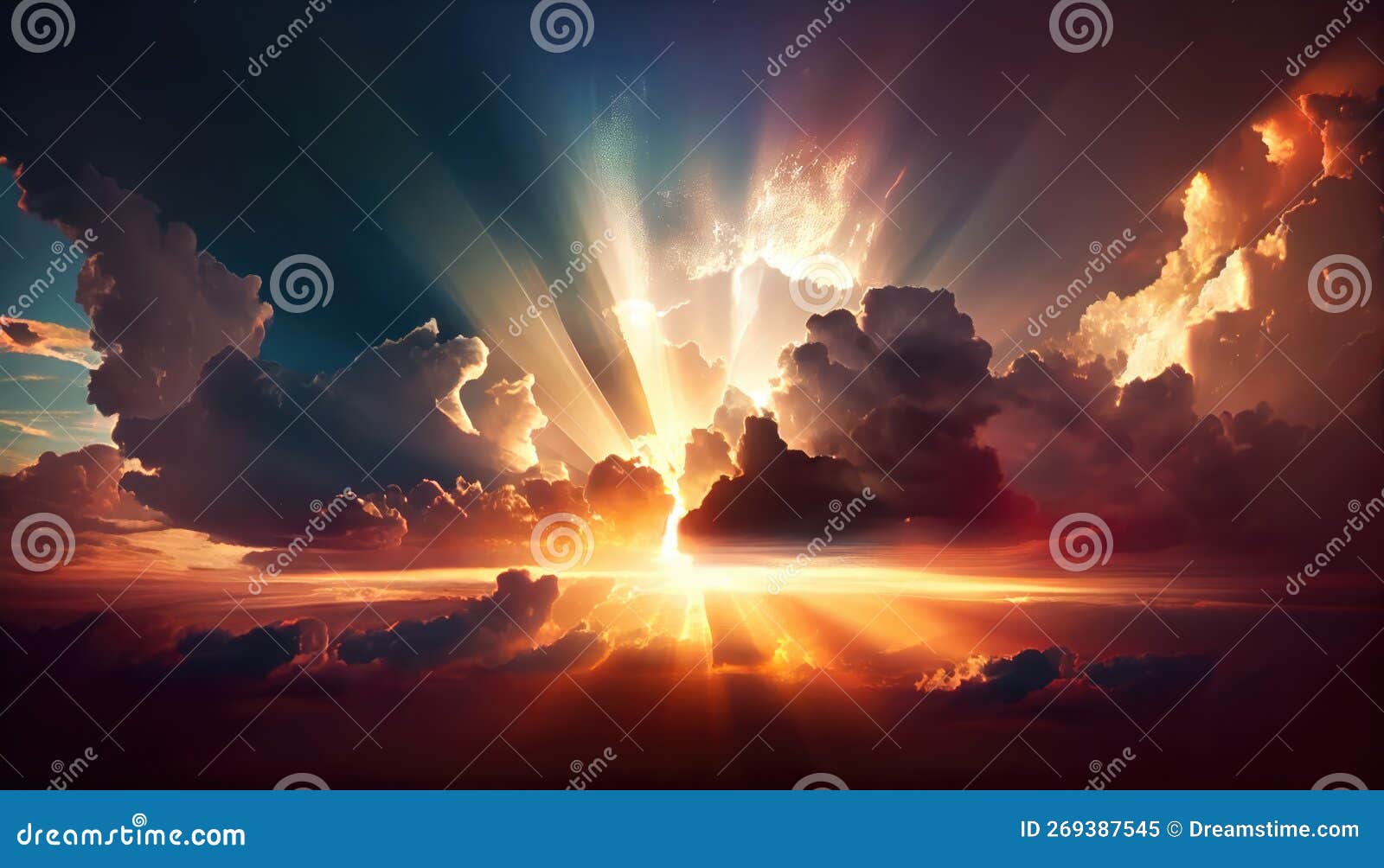 god rays coming through the clouds of a beautiful sky