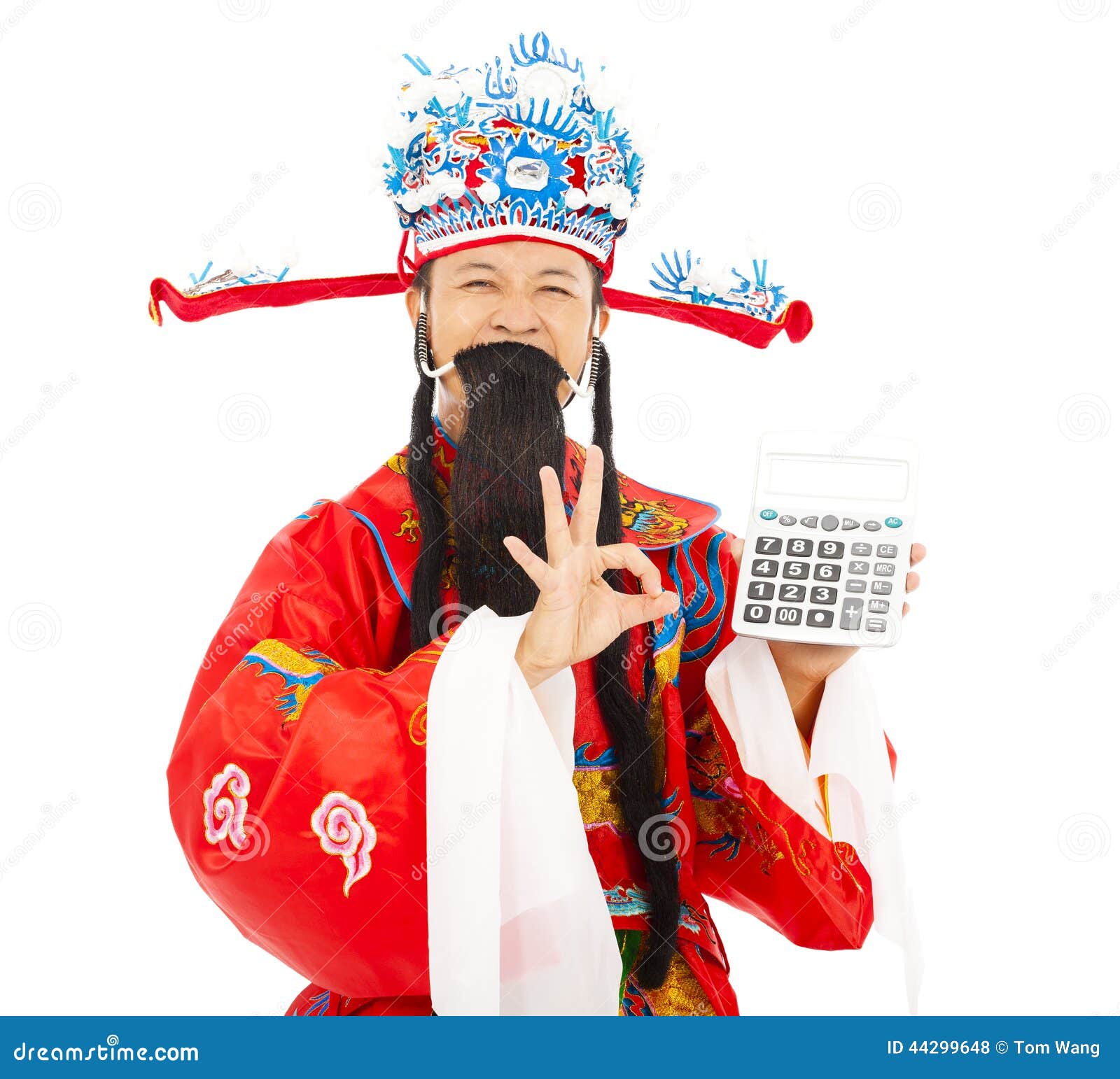 god of wealth holding a compute machine