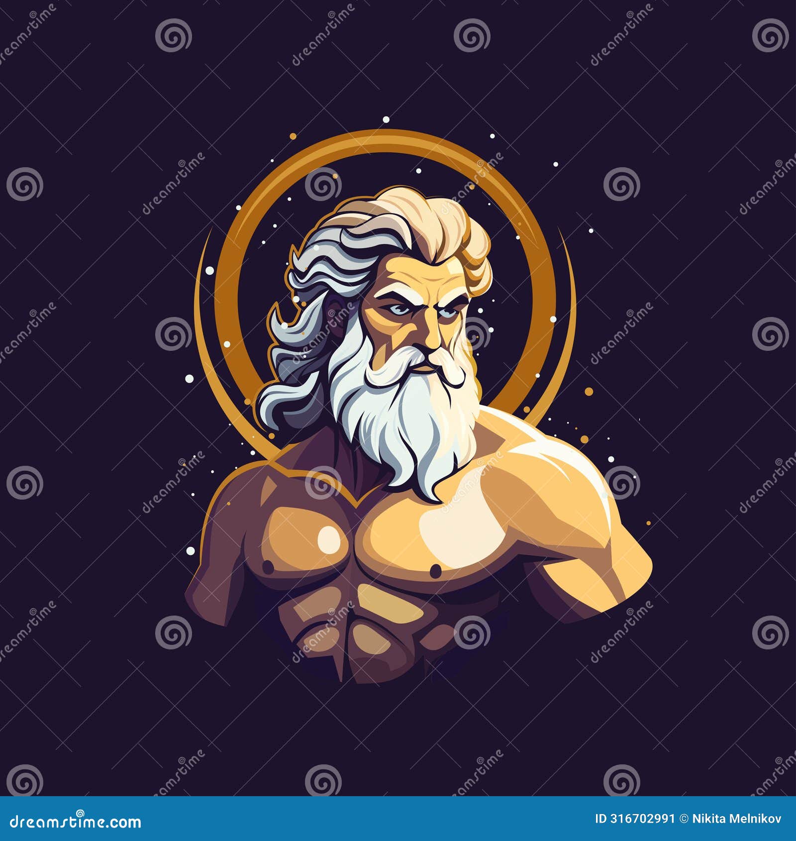 God Zeus Graphic Design.Textile Artwork for T-shirts..Greek God