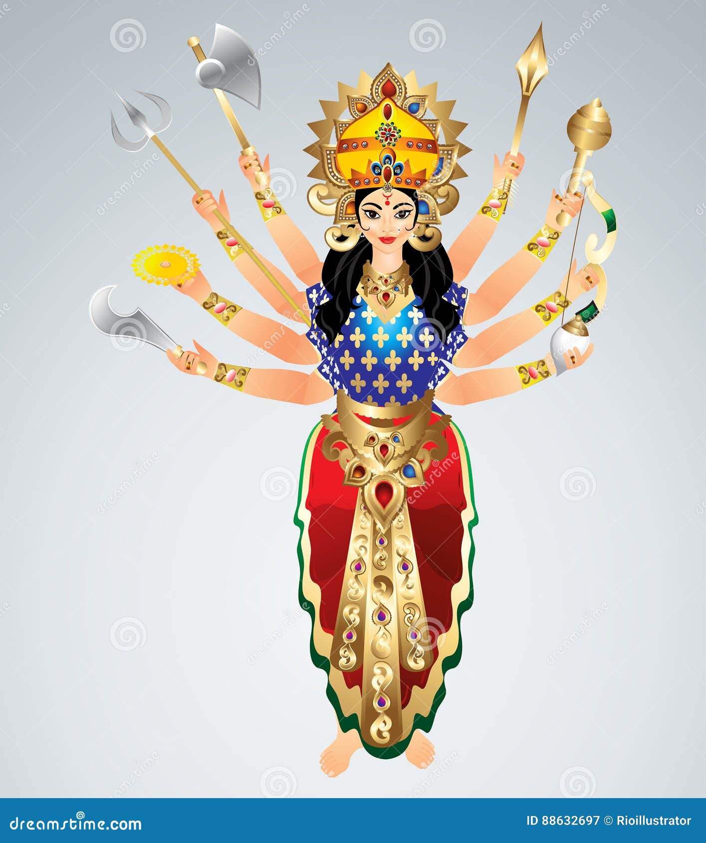 Goddess Durga Animated Vector Stock Vector - Illustration of india, goddess:  88632697