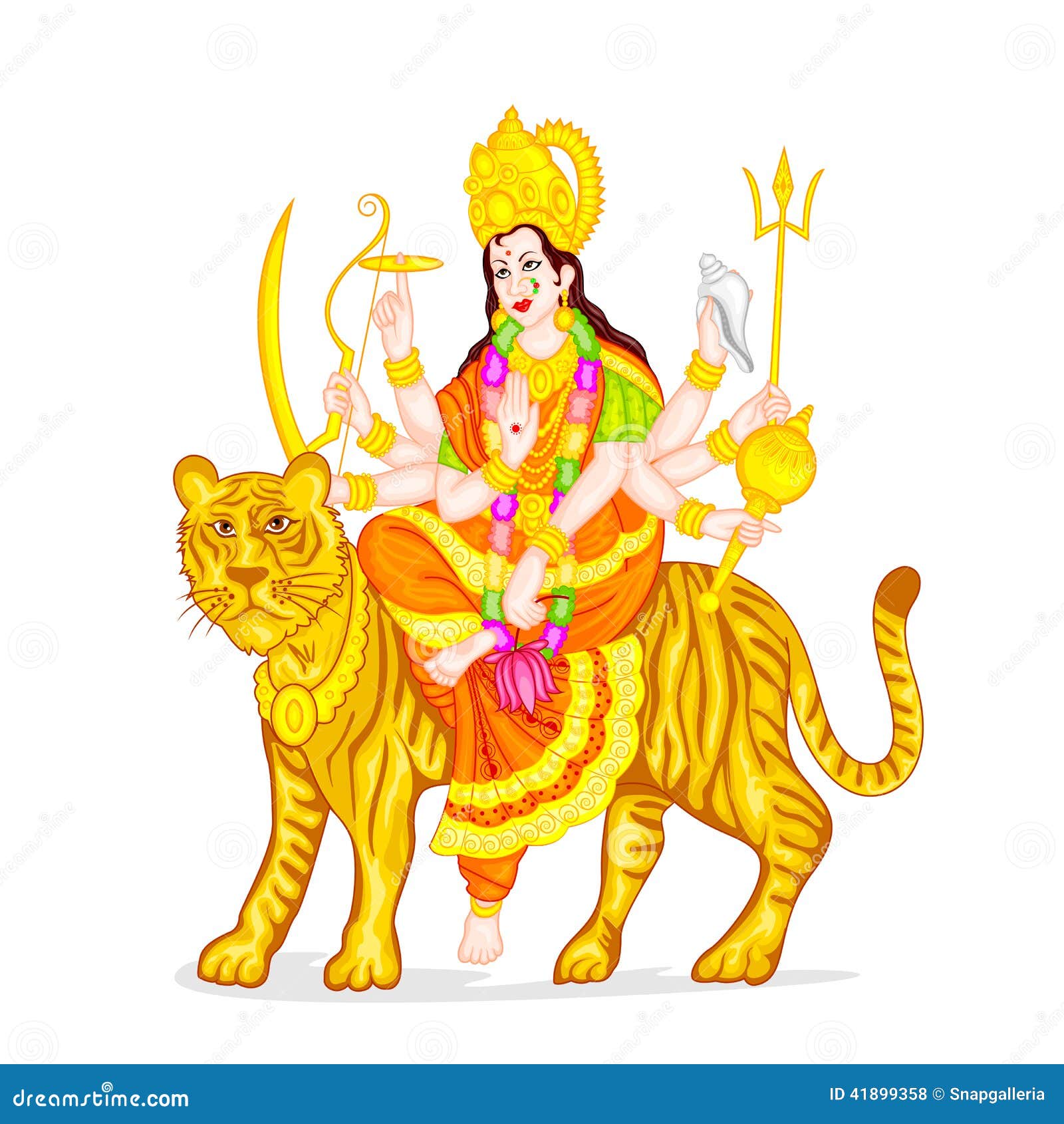 Goddess Durga stock vector. Illustration of india, mythology - 41899358