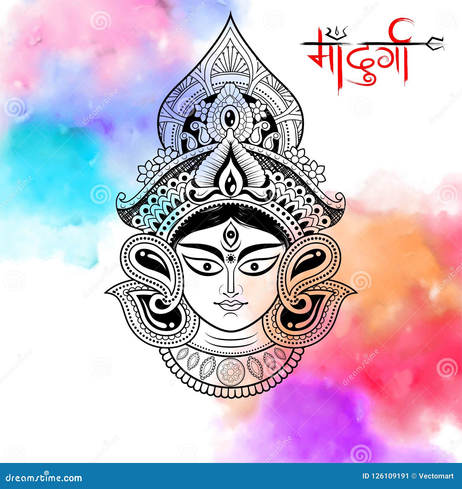 goddess durga face in happy navratri flat style icon vector illustration  Stock Vector Image  Art  Alamy