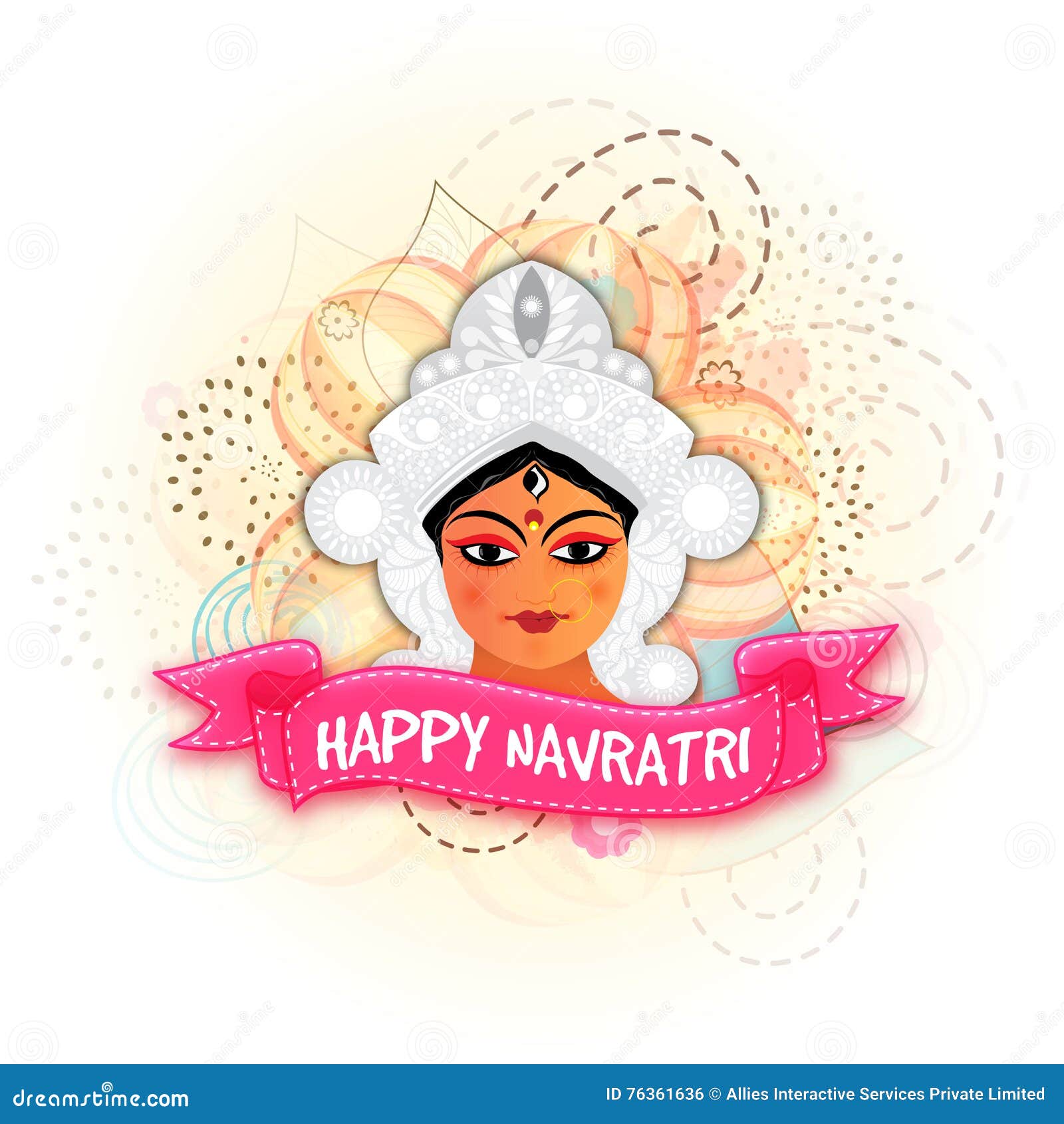 Goddess Durga for Happy Navratri Celebration. Stock Illustration -  Illustration of golden, celebration: 76361636