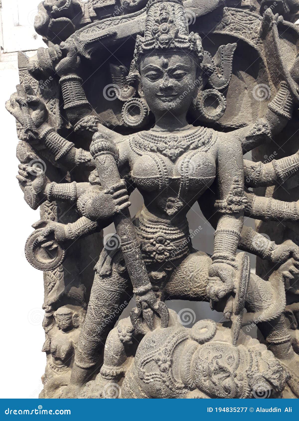 Goddess Durga Stone Statue in India, Hindu Goddess Statue. Stock Image