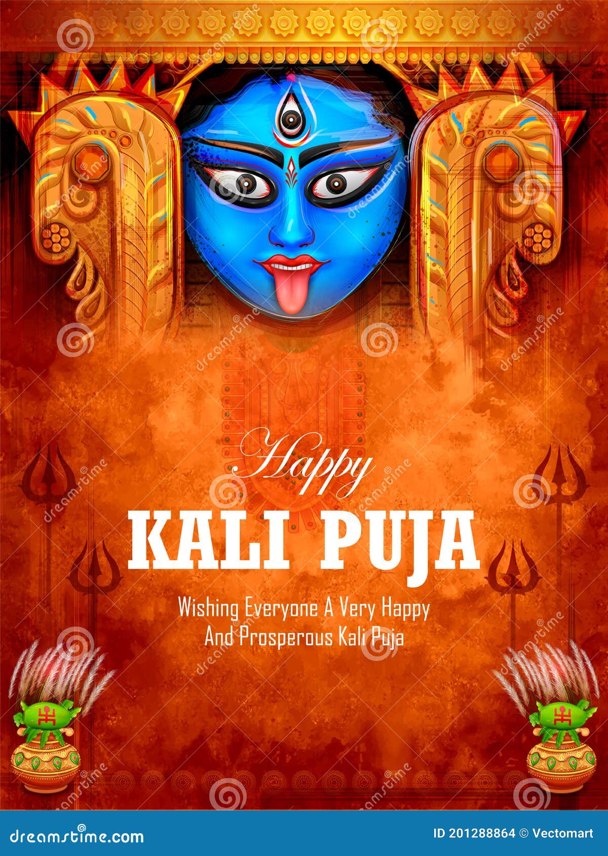 goddess kali maa on diwali kali pooja background of india festival