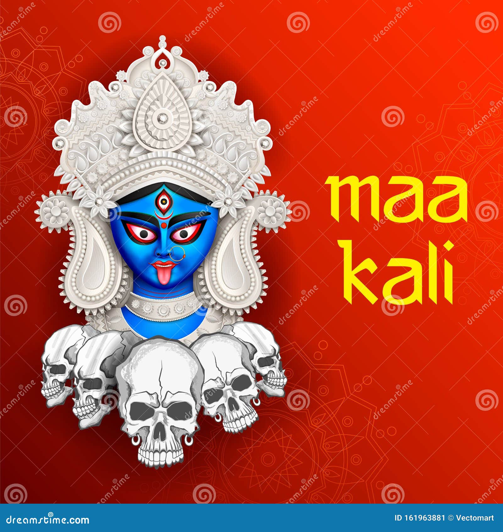 goddess kali maa on diwali kali pooja background of india festival