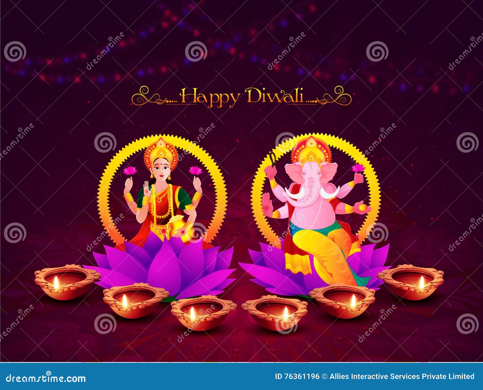 goddess lakshmi and lord ganesha for diwali.