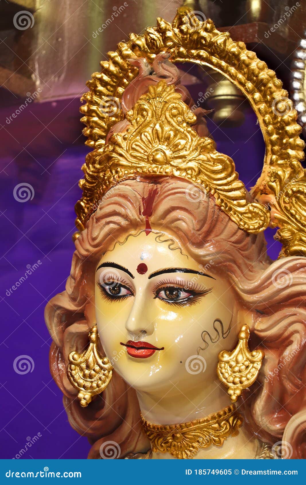 Goddess Laxmi Beautifully Ornated by the Crown and Sindhoor ...