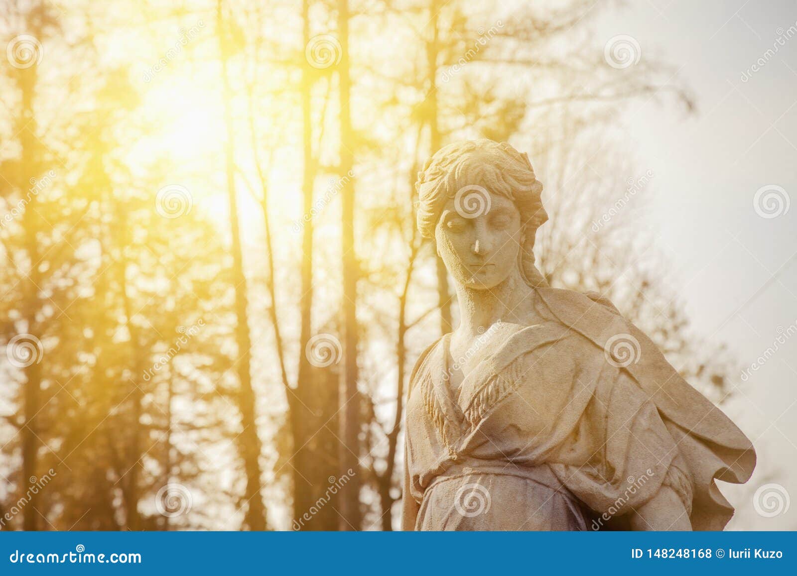 the goddess of love in greek mythology, aphrodite venus in roman mythology fragment of ancient statue in sunlight