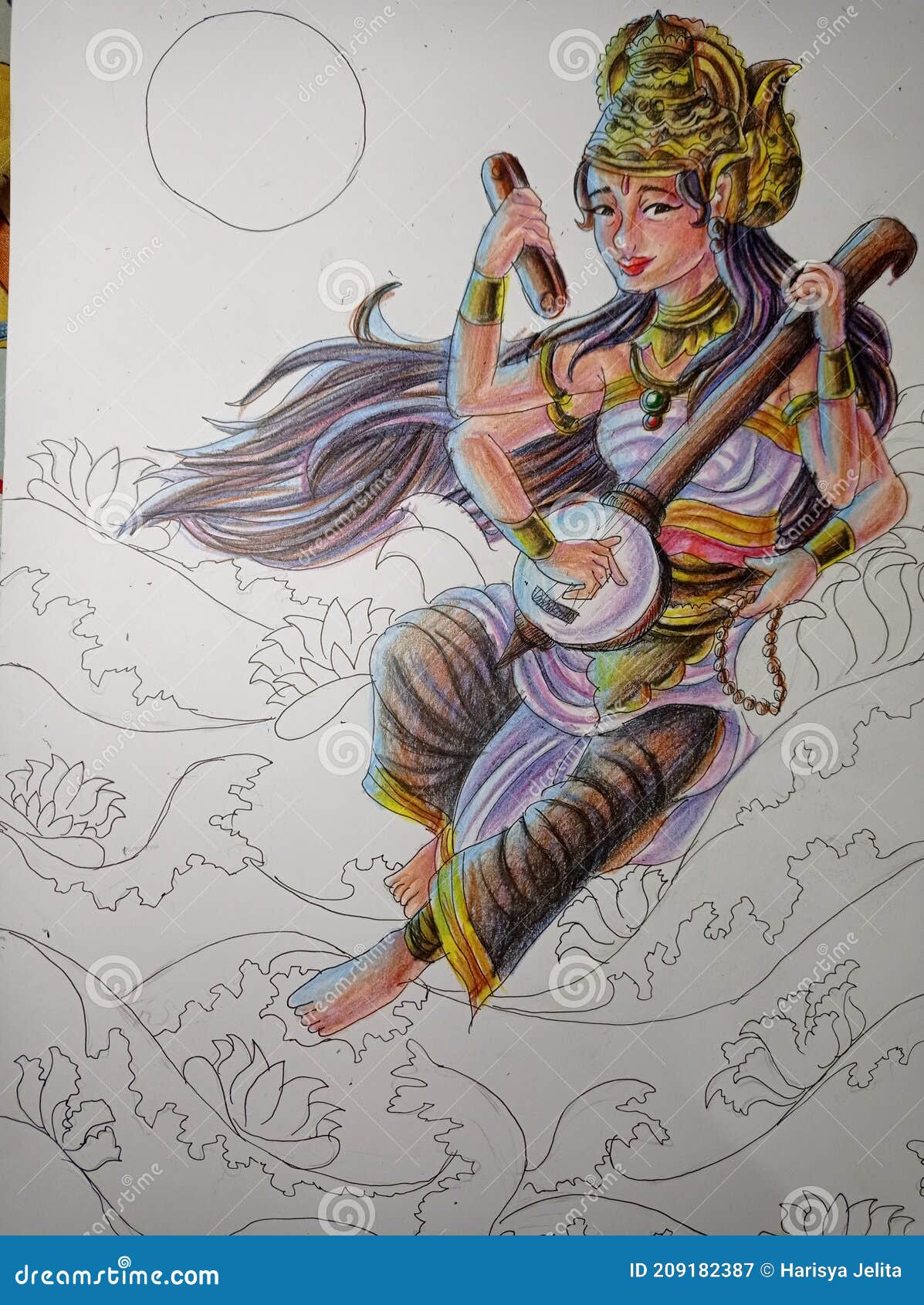 Maa saraswati - goddess of music. Indian goddess of music - maa saraswati  vector illustration. | CanStock