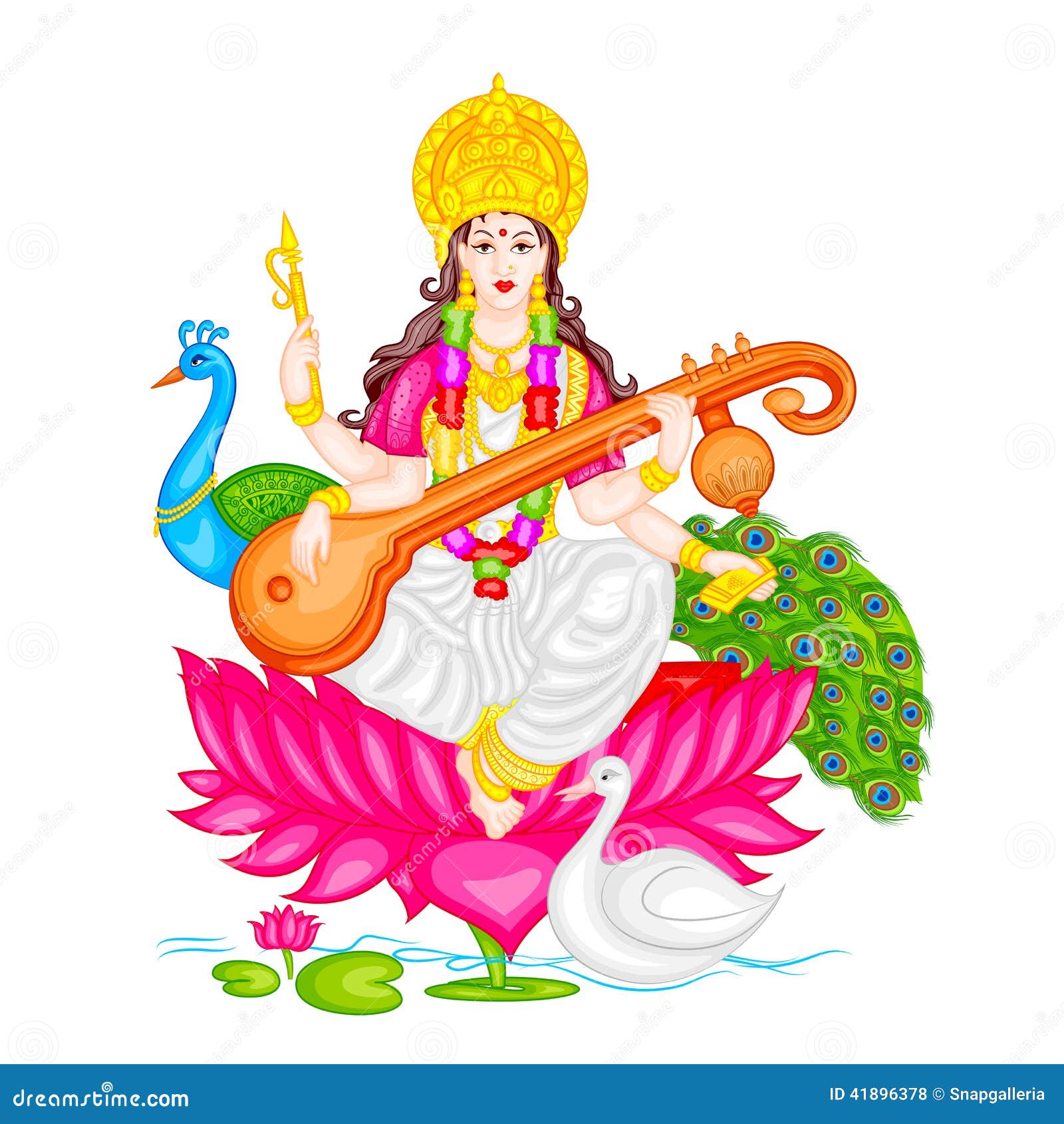 goddess saraswati easy to edit vector illustration 41896378