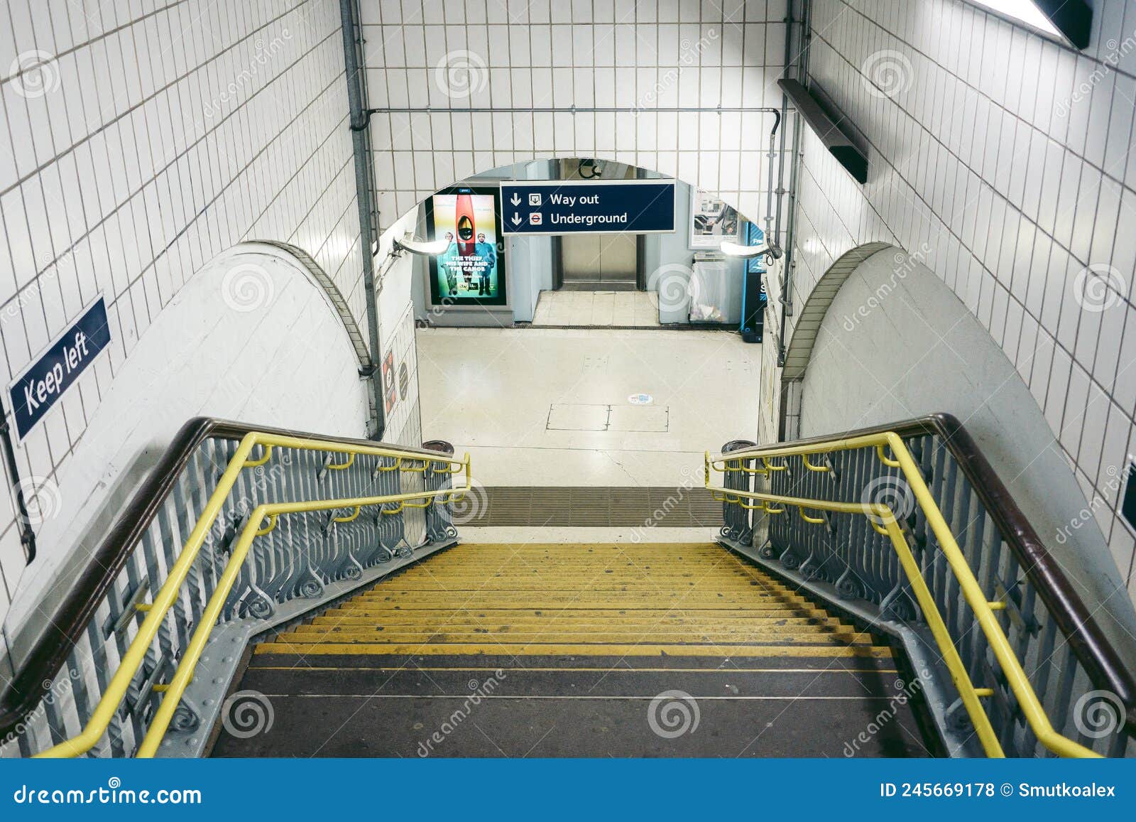 Going Down the Stairs at Empty Vauxhall Station Editorial Stock Photo ...