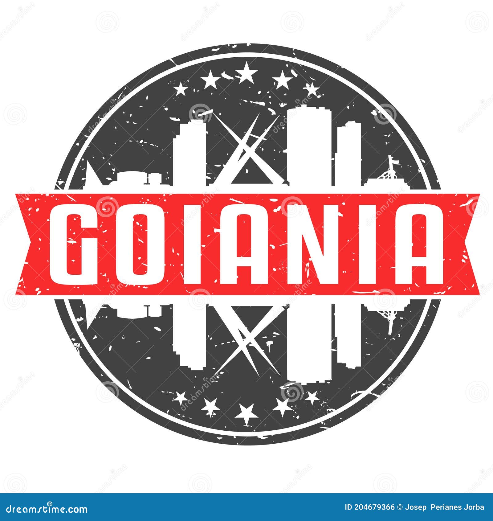 goiÃÂ¢nia, state of goiÃÂ¡s, brazil round travel stamp. icon skyline city . seal tourism  badge .