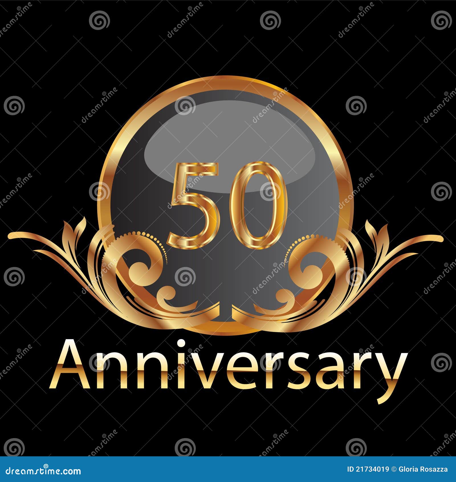 Gold 50th anniversary stock vector. Illustration of isolated - 21734019