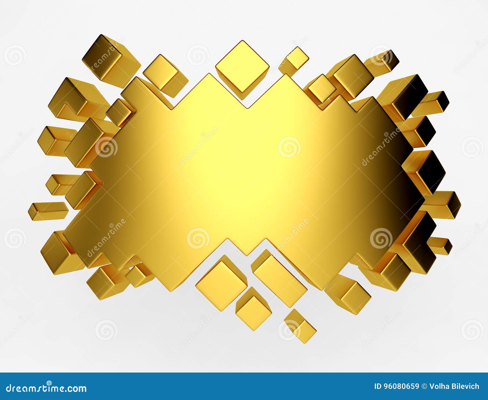 Gold Abstract Geometric Background from Cubes. 3d Render Stock