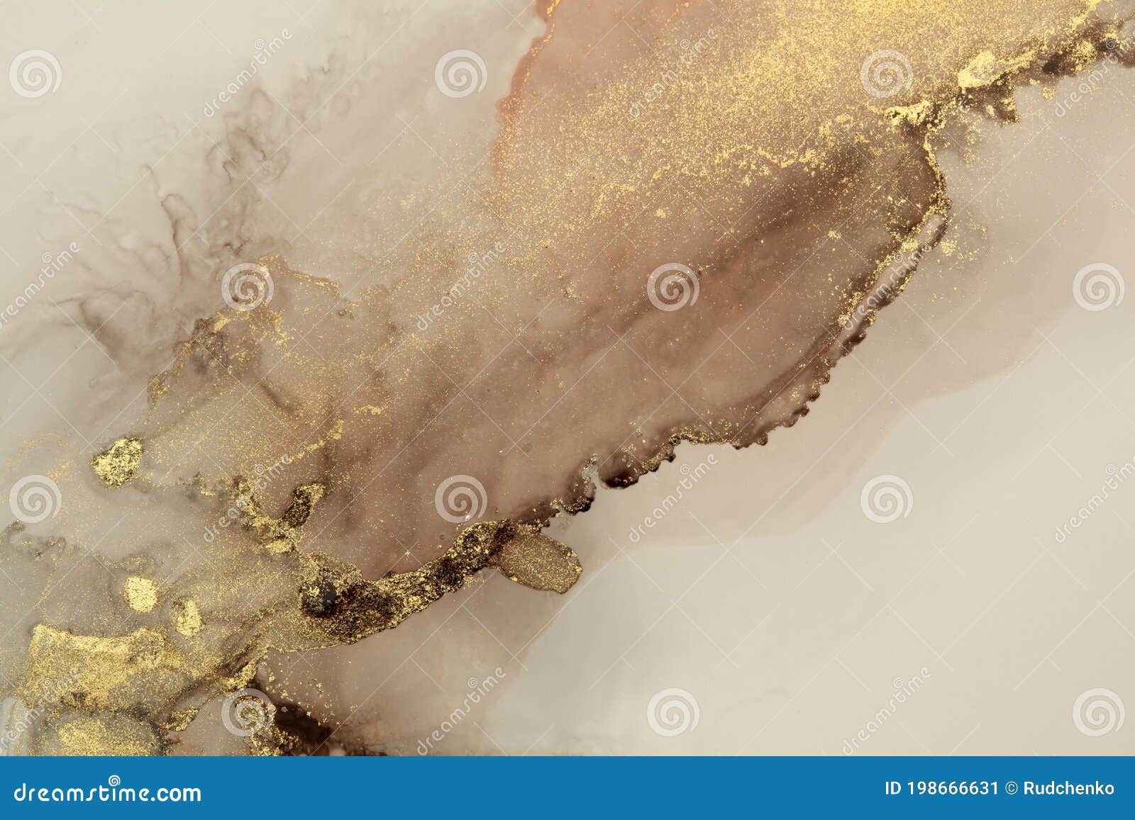 gold  abstract watercolor and acrylic flow blot painting. color canvas marble texture background. alcohol ink