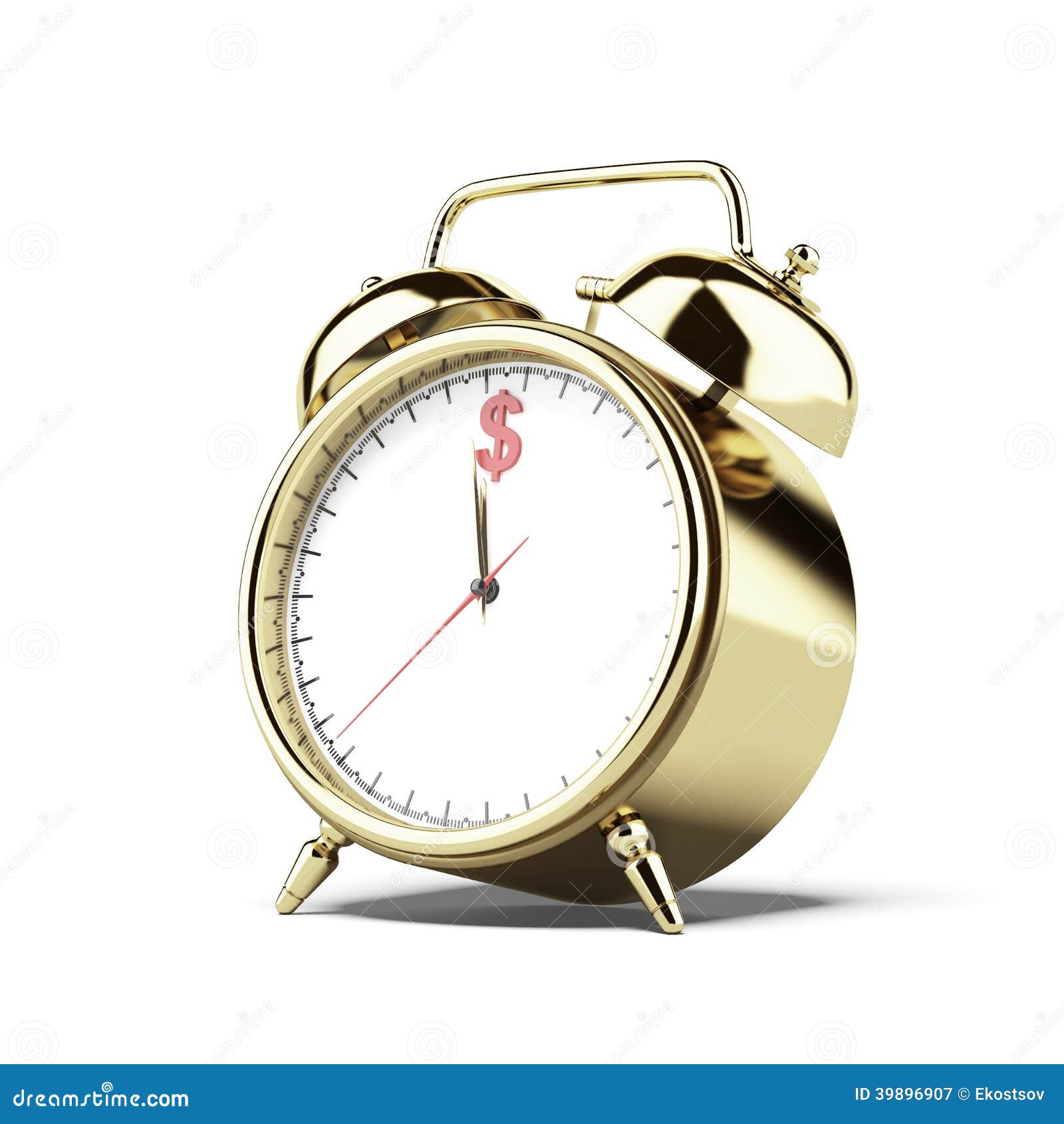 Gold Alarm Clock with Dollar Sign Stock Illustration Illustration of