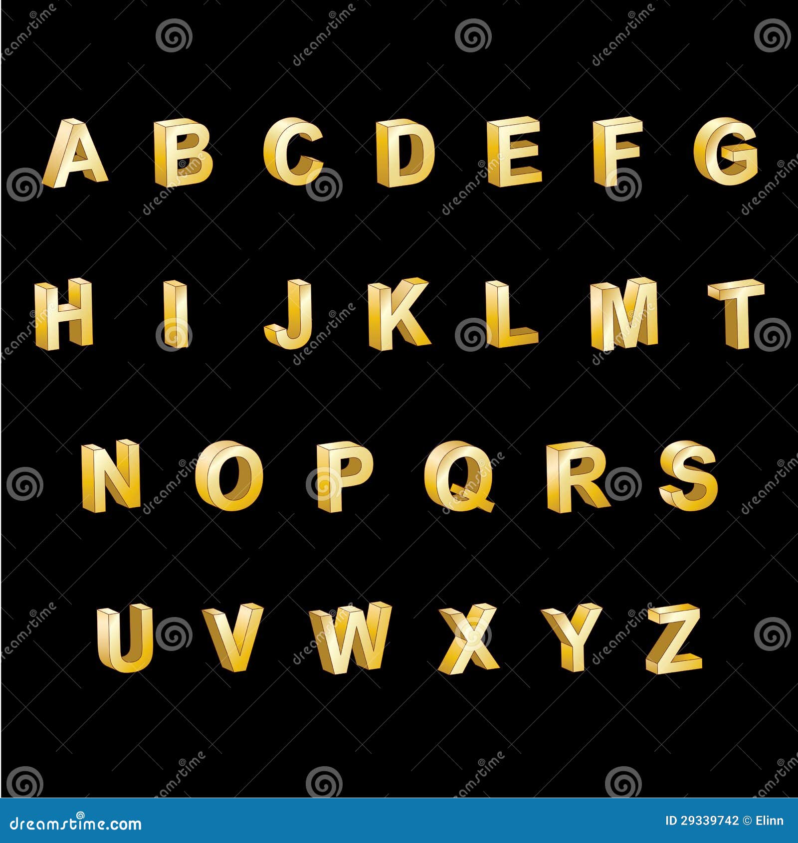 Gold Alphabet 3D Letters stock illustration. Illustration of font
