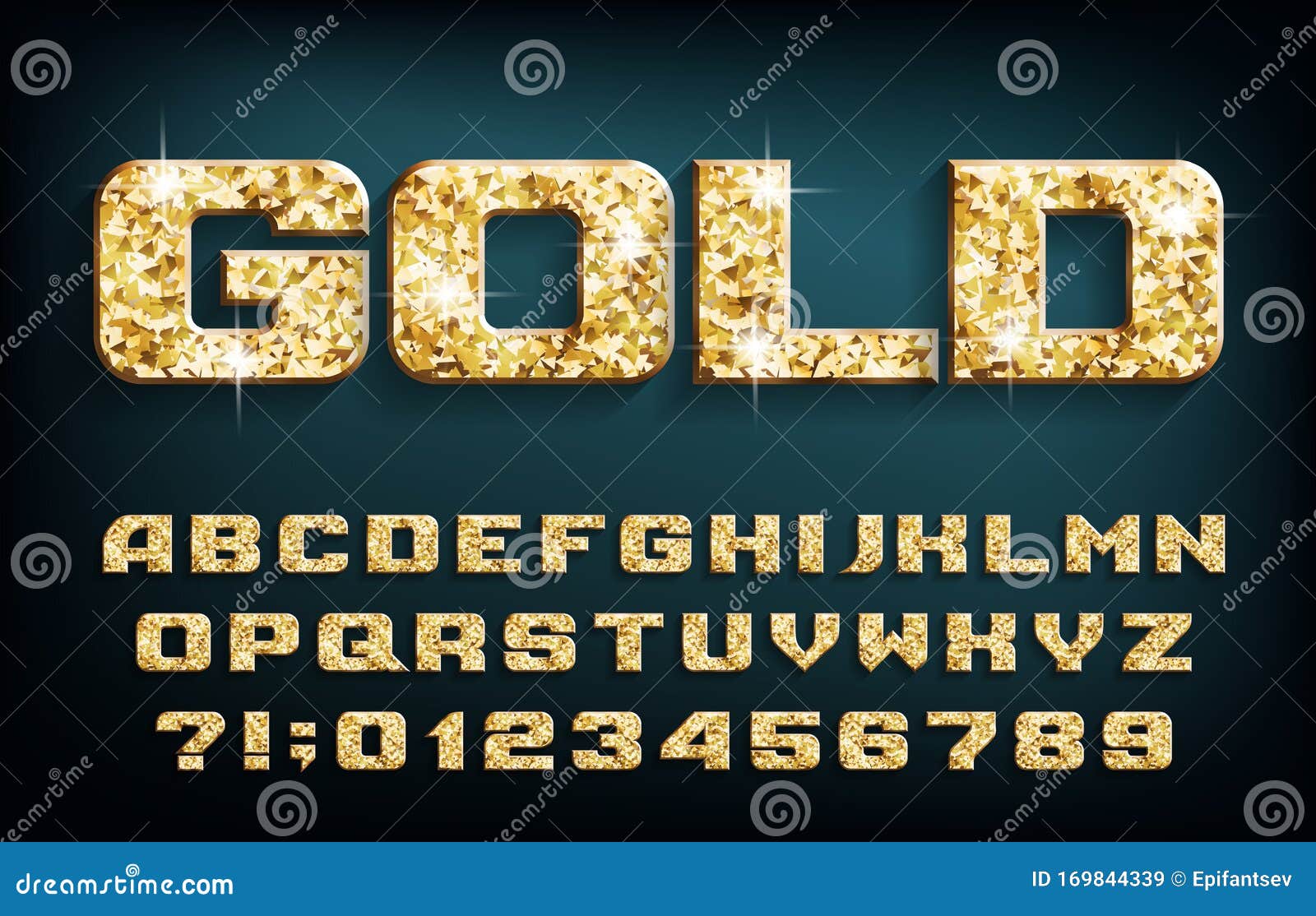 Gold Alphabet Font Golden Glitter Beveled Letters And Numbers With