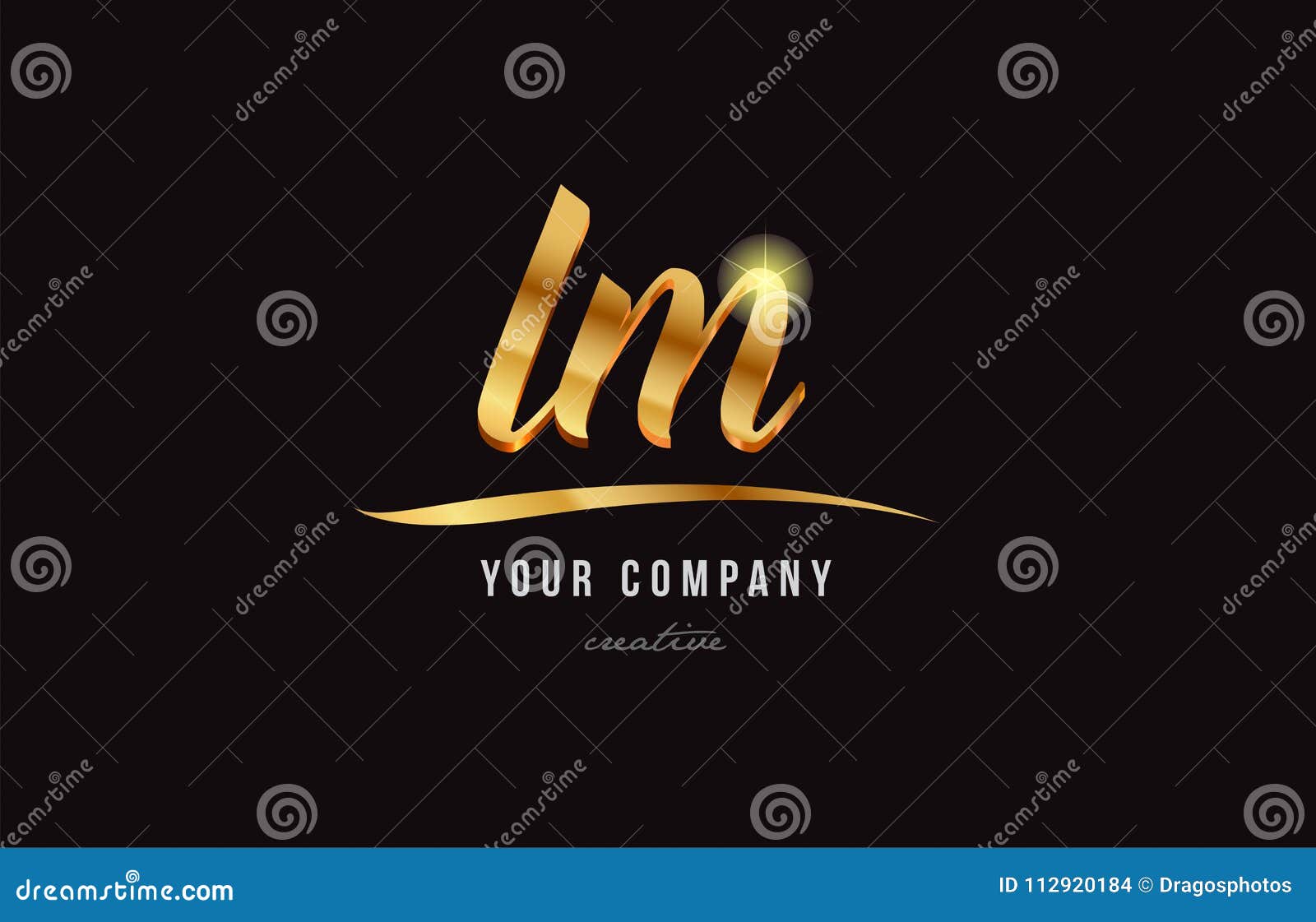 Gold Alphabet Letter Lm L M Logo Combination Icon Design Stock