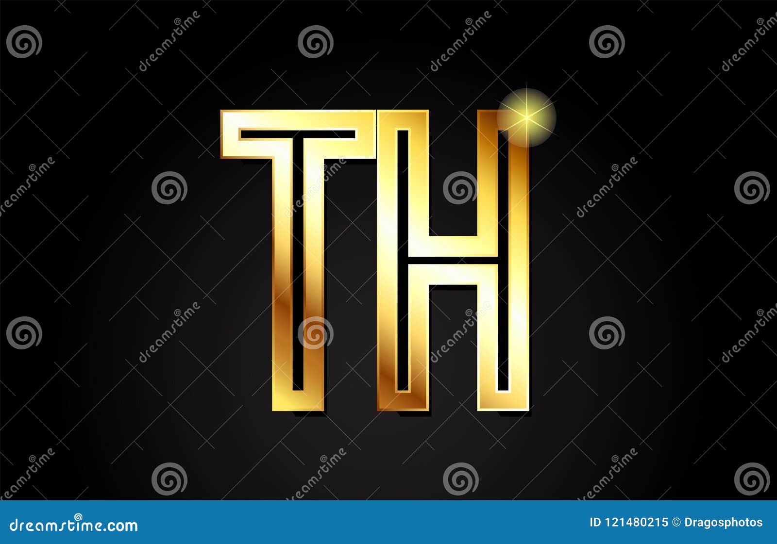 Gold Alphabet Letter Th T H Logo Combination Icon Design Stock Vector