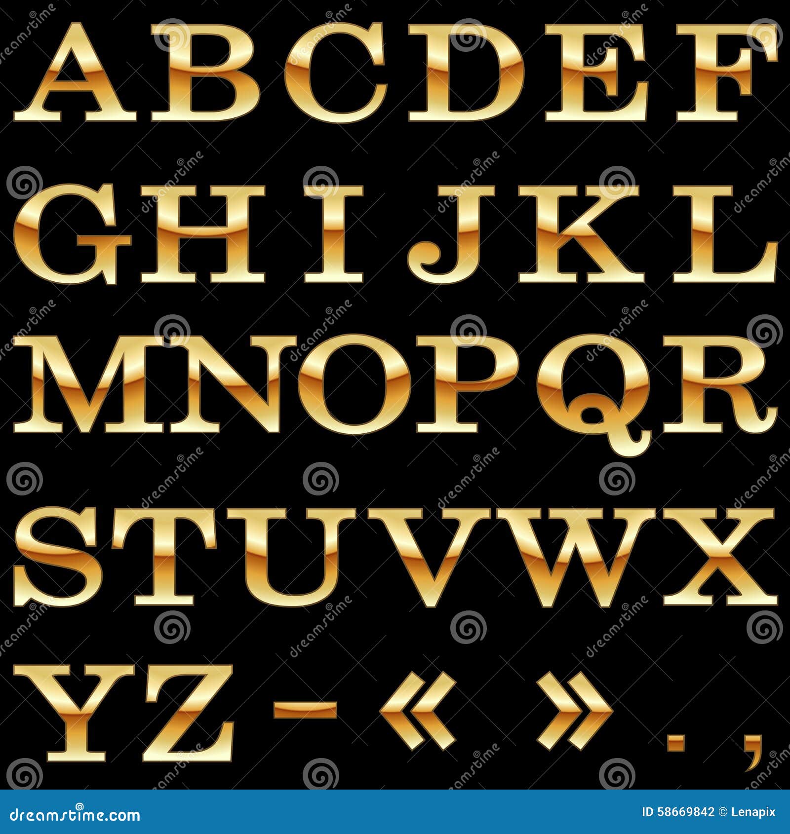 gold alphabet template stock vector illustration of font