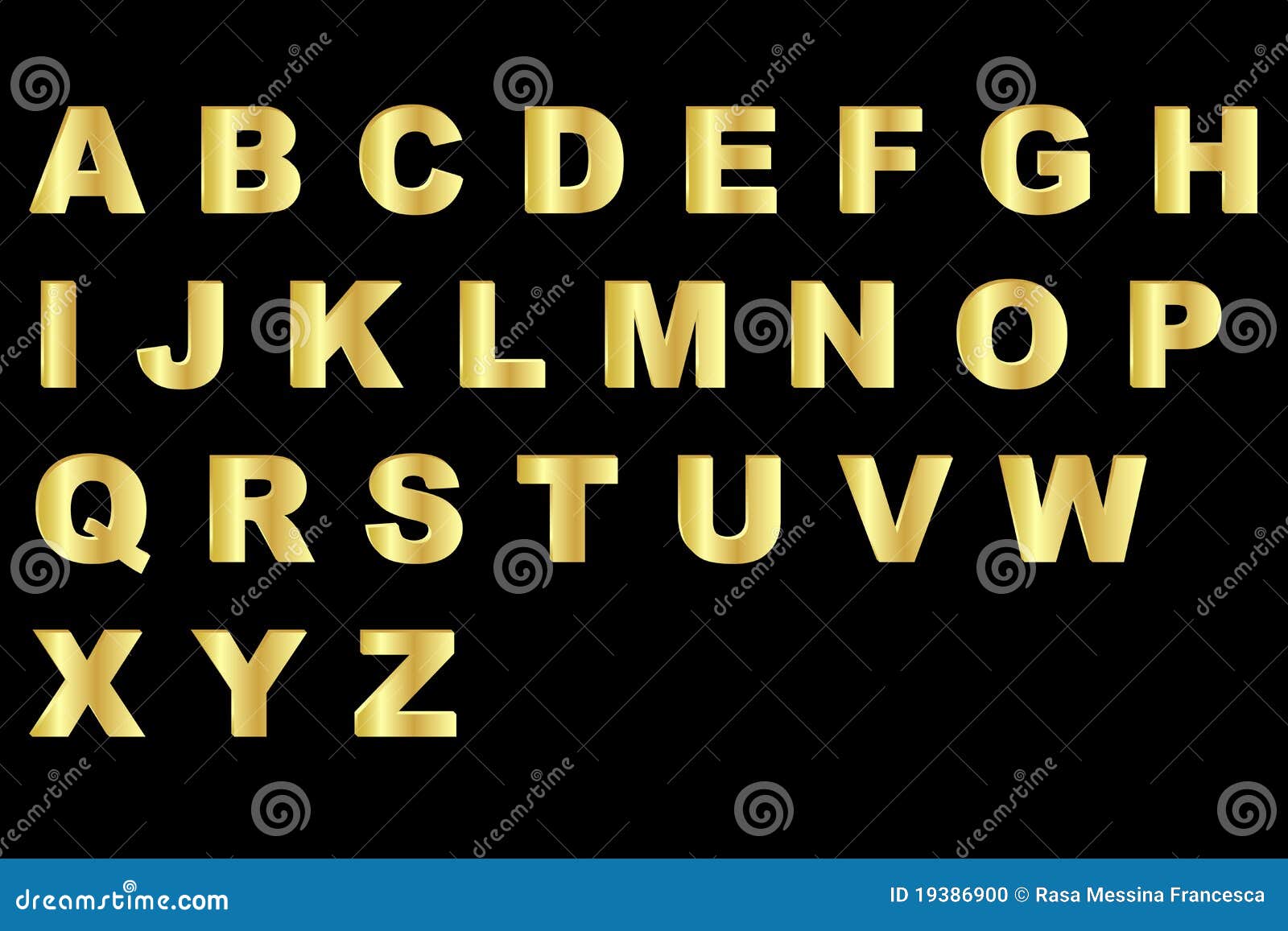 gold alphabet - uppercase