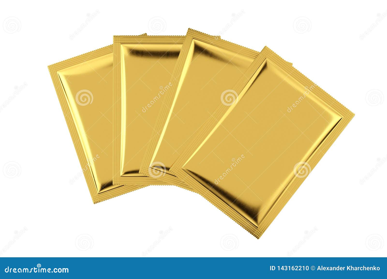 Gold Aluminum Blank Bag Packages Mockup. 3d Rendering ...