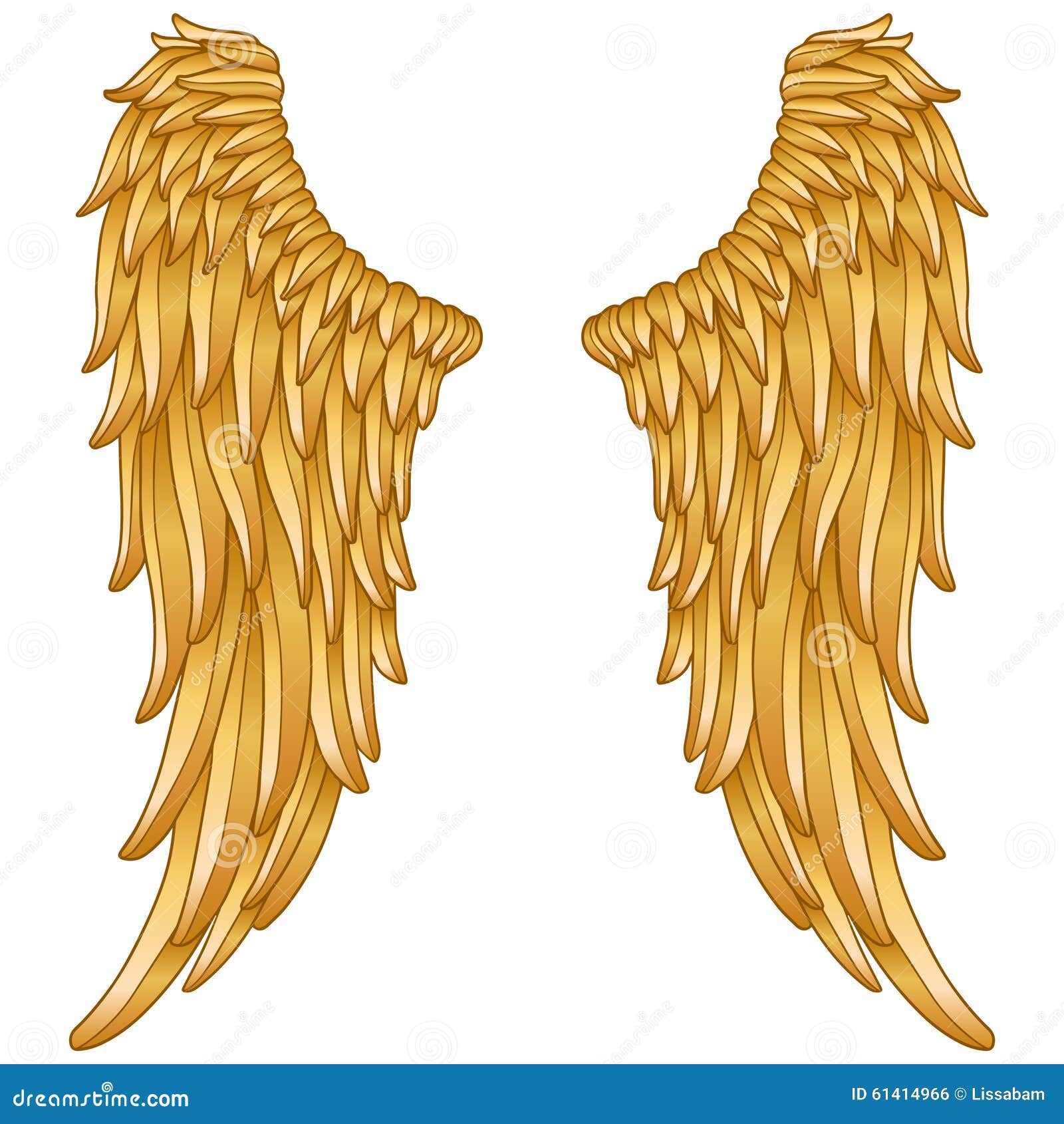 Golden wings of angels Royalty Free Vector Image