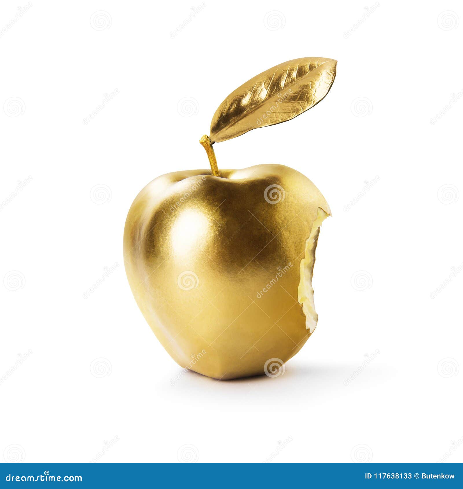 Gold Apple Isolated on White Background. Stock Image Image of reflection, icon 117638133