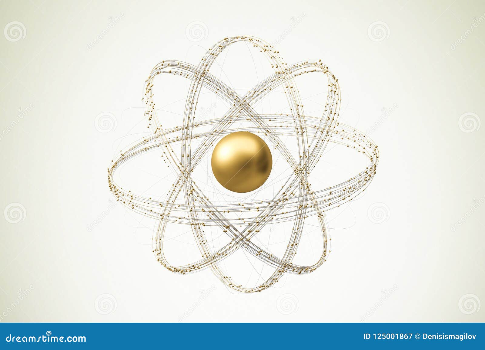 Gold Atom Model Over Whitish Background Stock Illustration - Illustration  of cyberspace, circle: 125001867