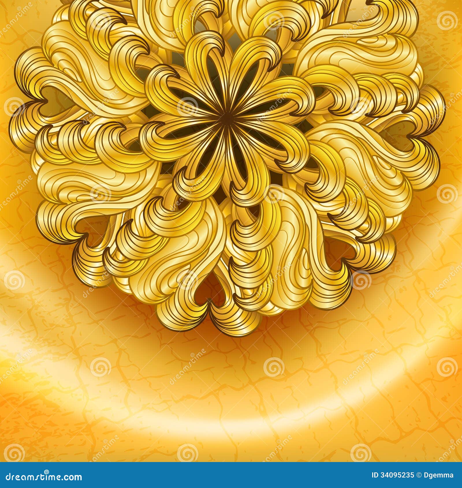 Gold Background with Flower Stock Vector - Illustration of gold ...