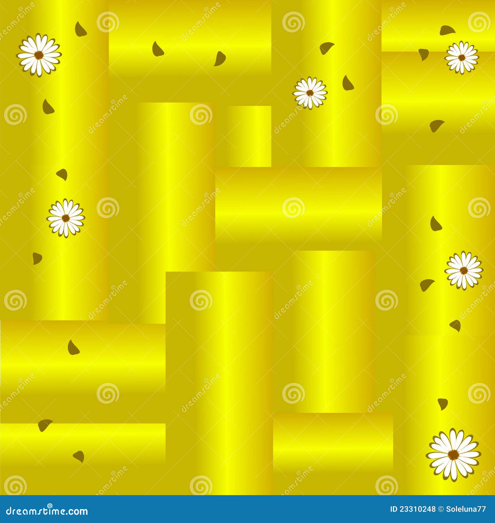 Gold Background with Leaves and Daisies Stock Vector Illustration of