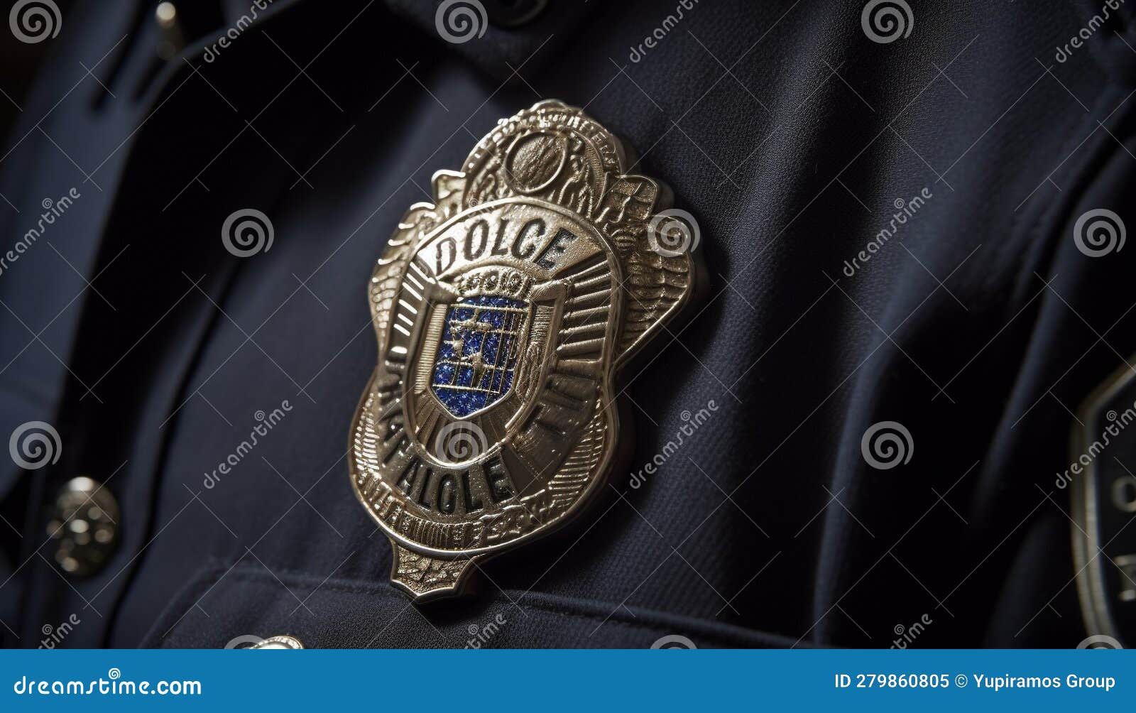 Gold Badge Symbolizes Authority and Honor in Police Force Uniform