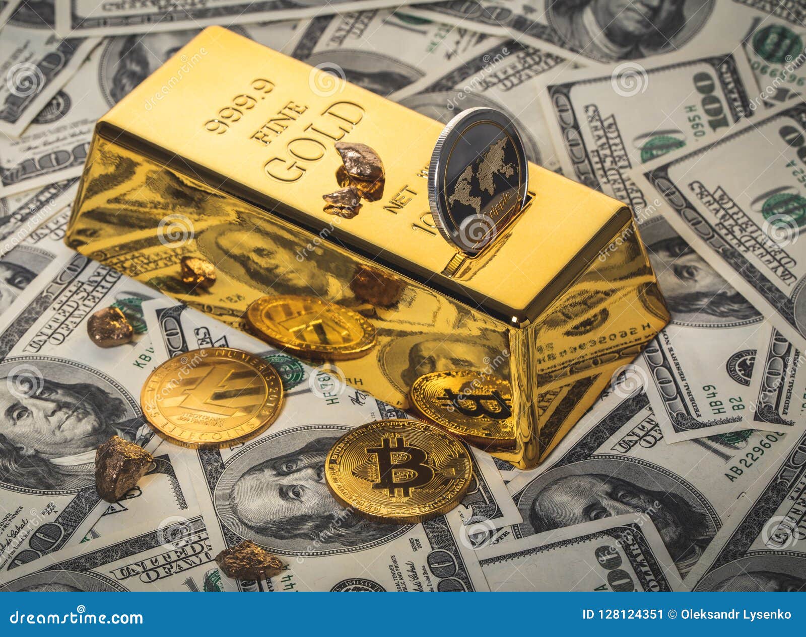 Gold Bar and Cryptocurrency Stock Image - Image of cryptocurrency, bank:  128124351