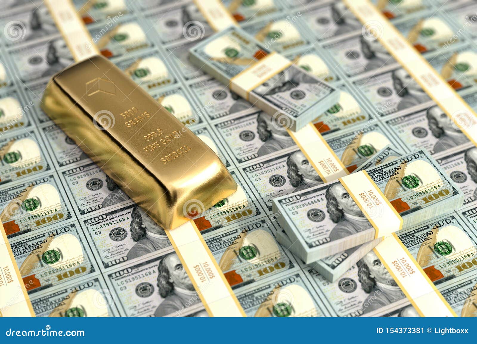 Gold Bar And 100 Dollar Banknotes Stock Illustration Illustration Of