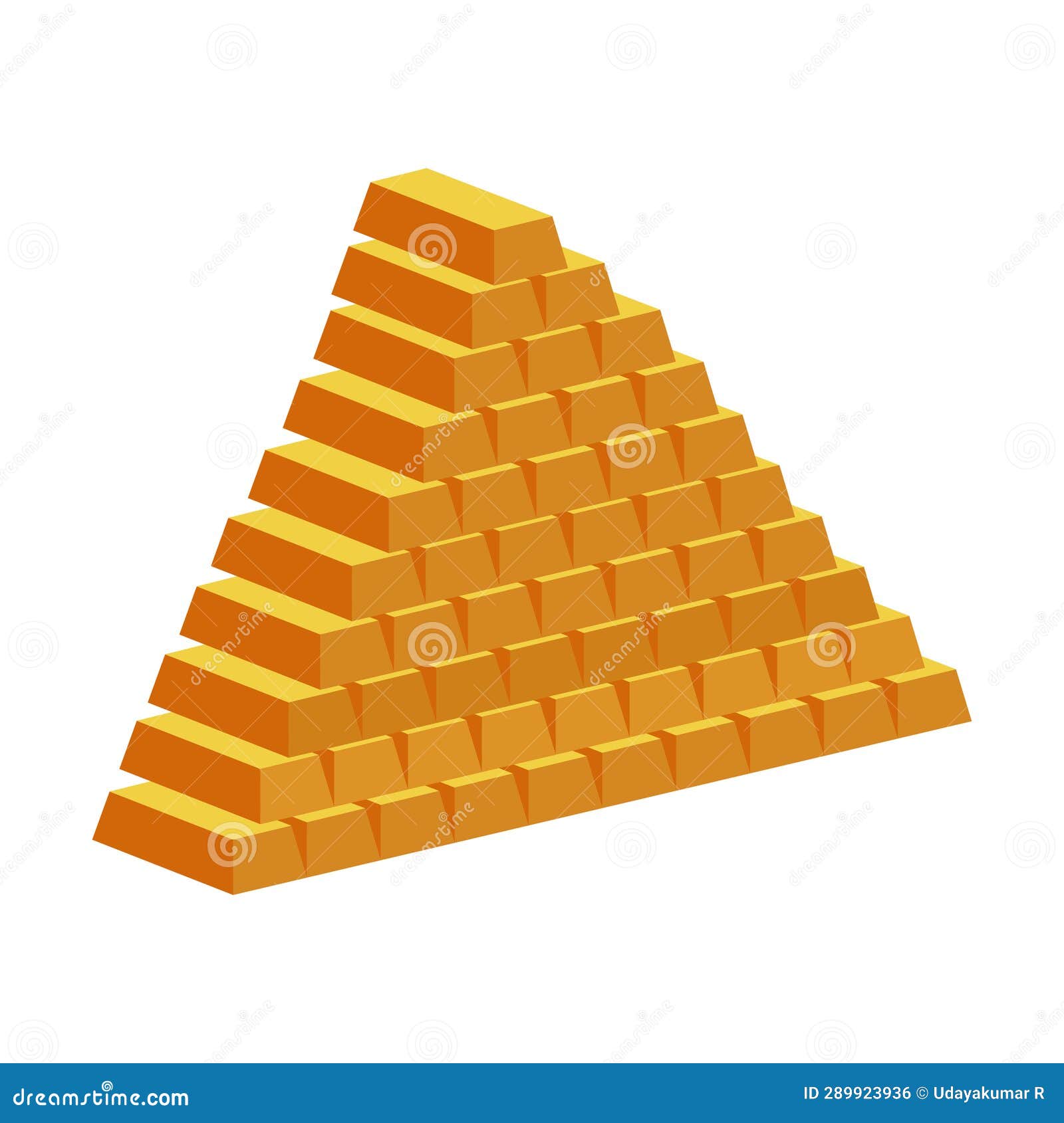 Gold Bar Stacked Pyramid Vector Illustration. Clipart Style Stock ...